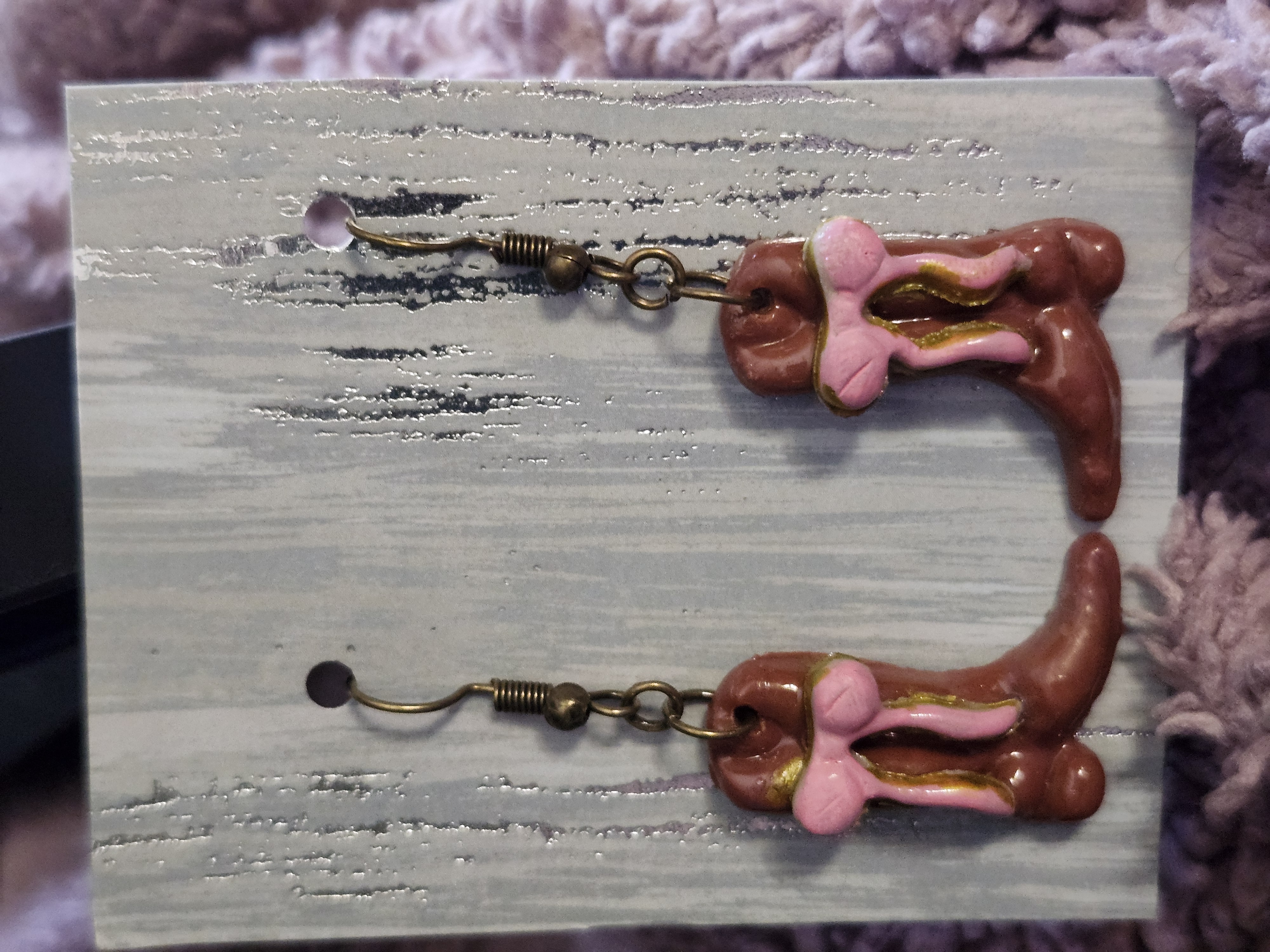 Handmade Brown Cowgirl Boot Earrings