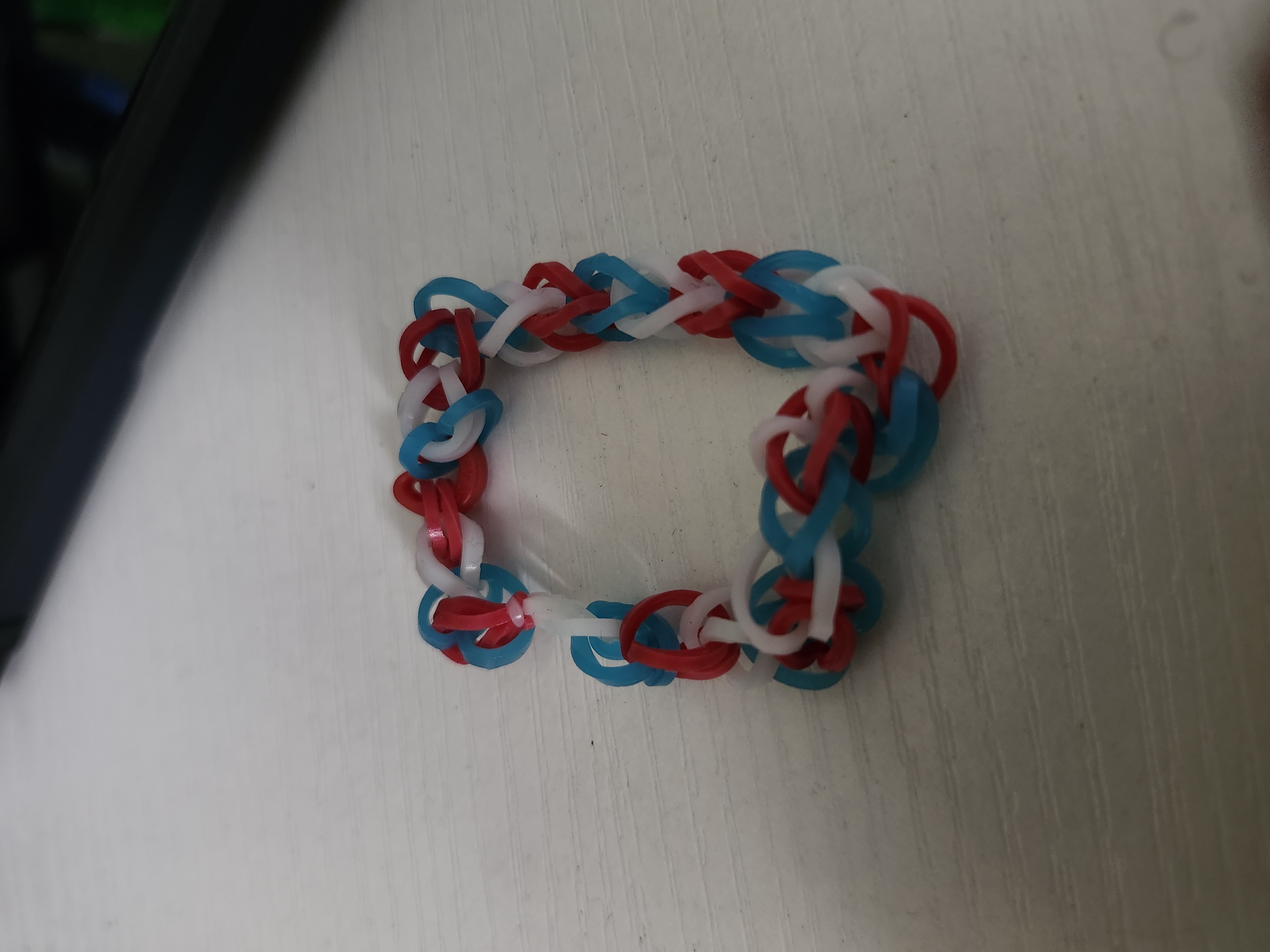 Colorful Rubber Band Bracelet (Red, White, and Blue by: Sky)