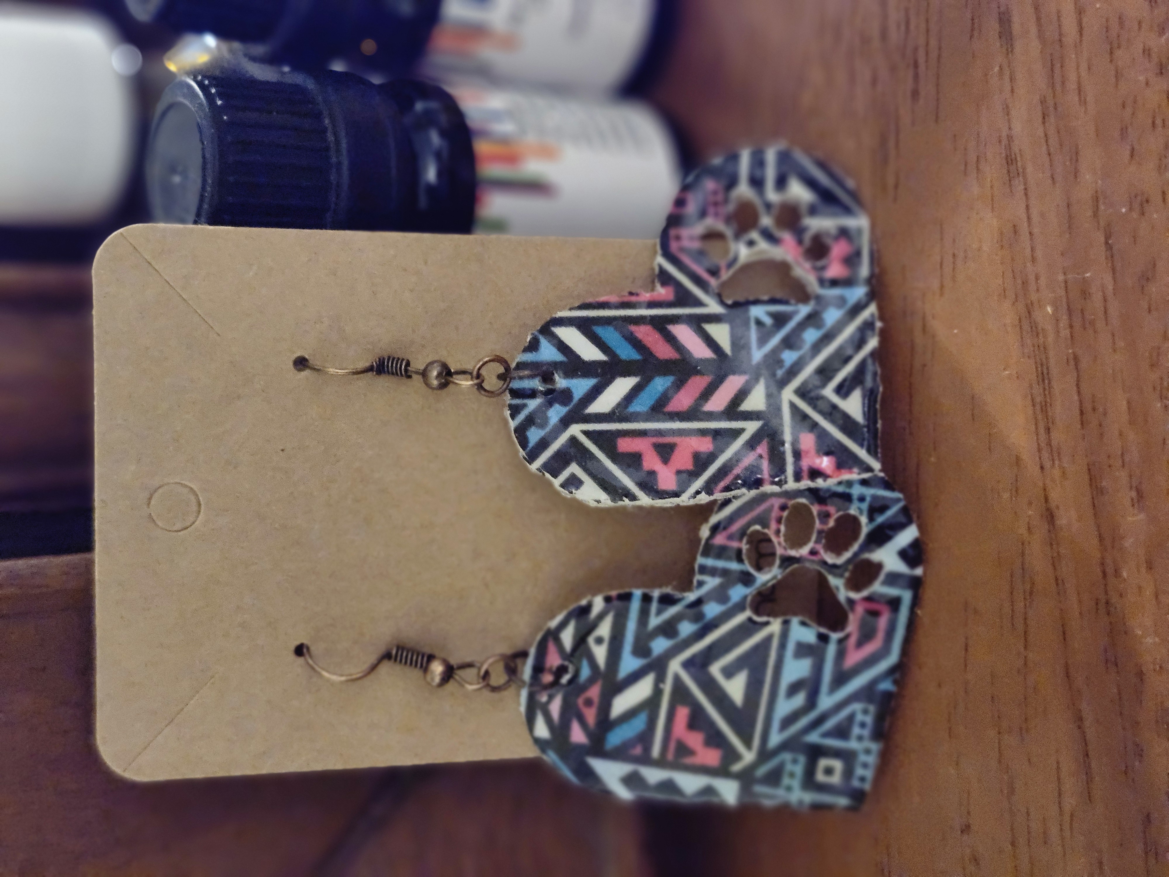 Boho Heart Paw Print Earrings