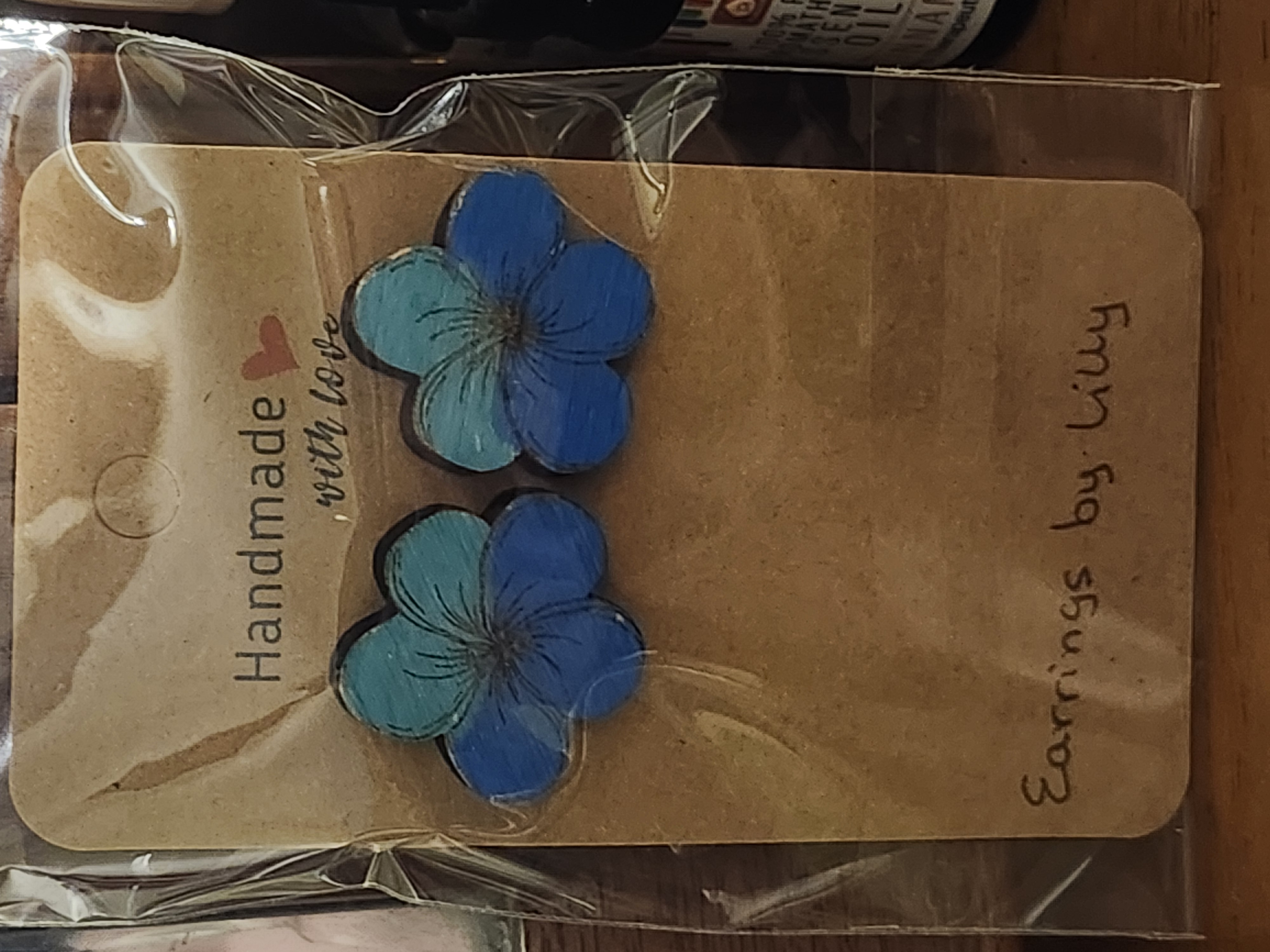 Blue Handmade Flower Earrings by Lily 