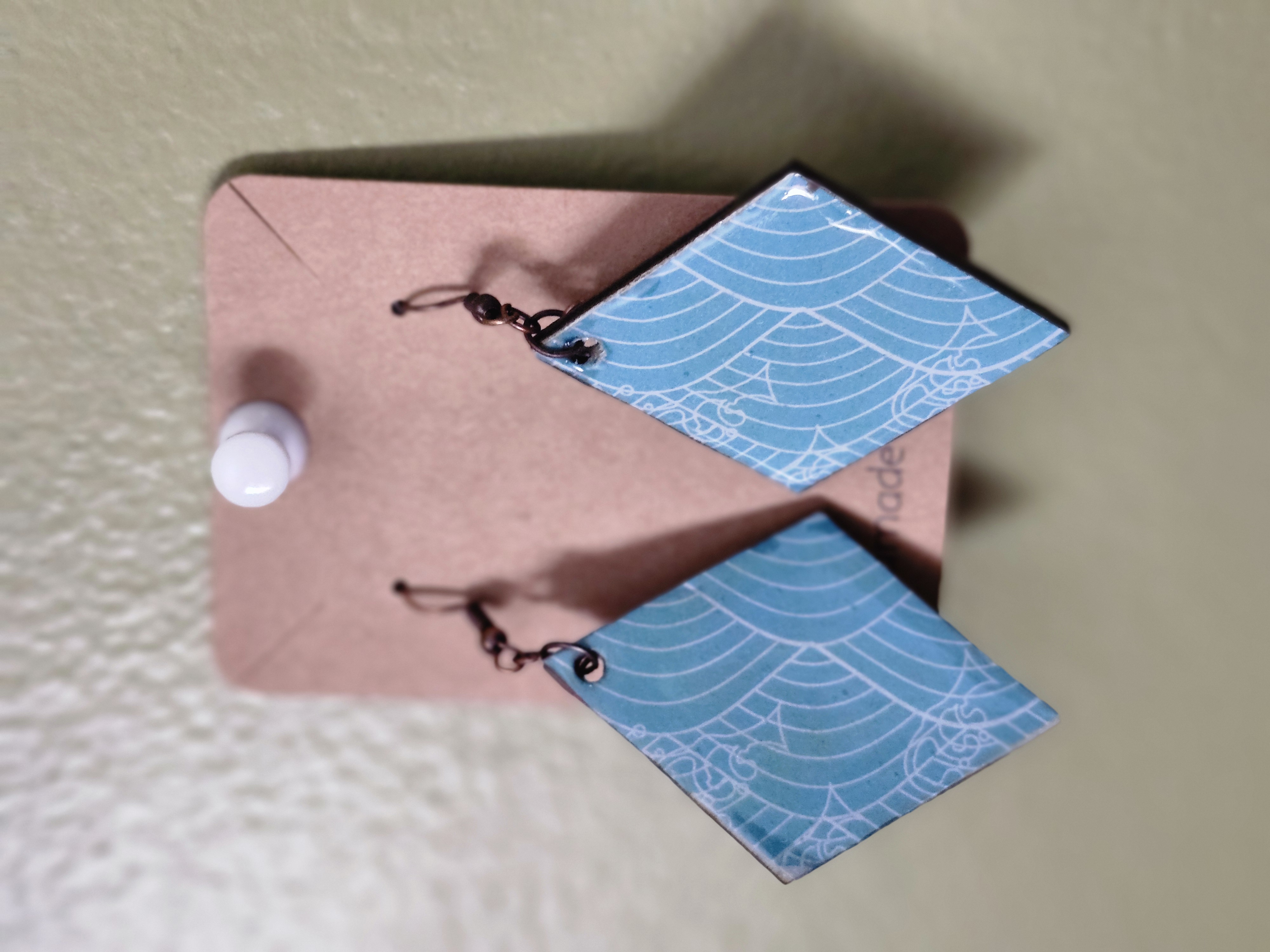 Floral Origami Key and Lock Earrings Dual Sided