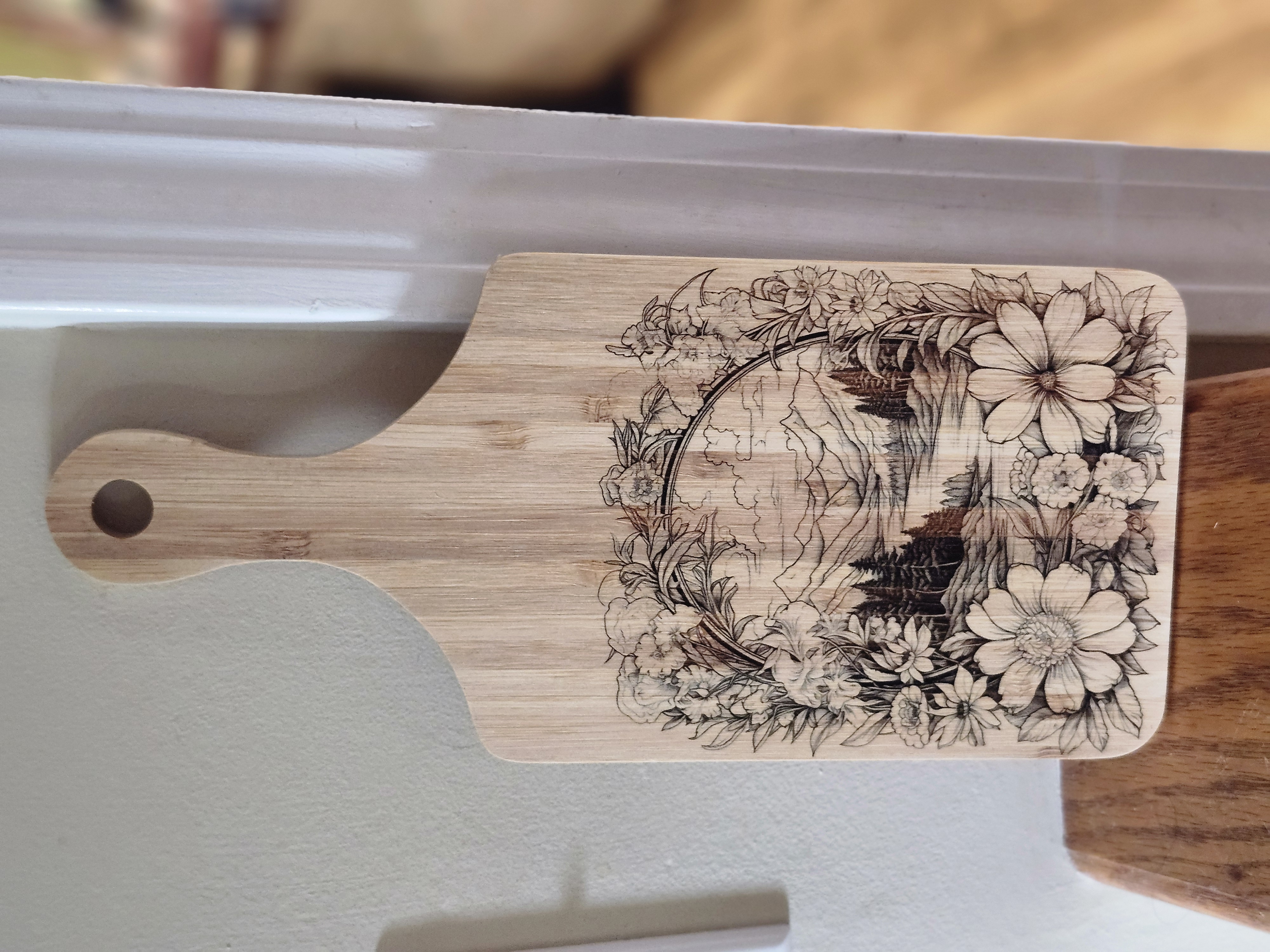 Engraved Wooden Cutting Board Forest Design
