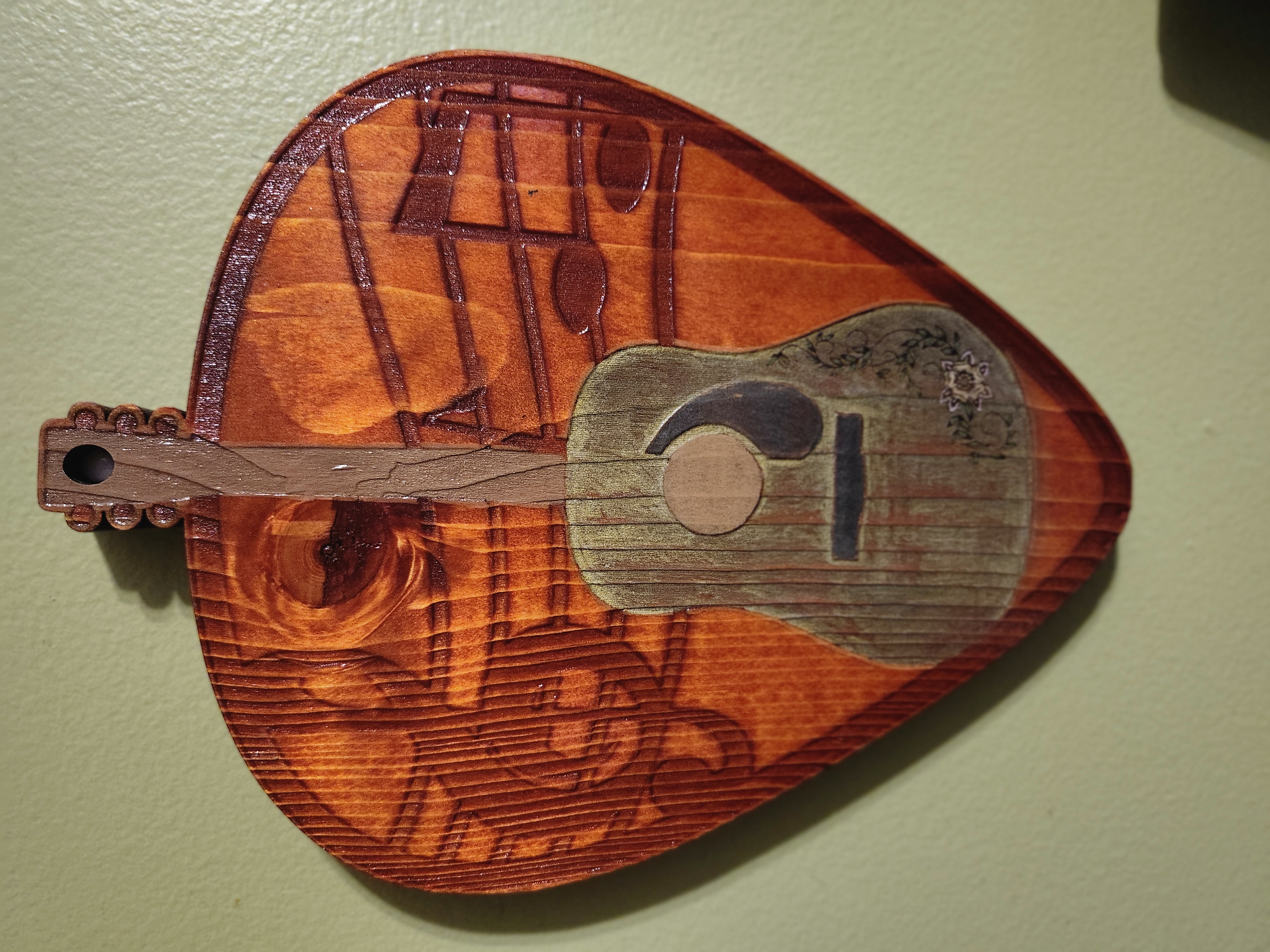 Handcrafted Wooden Guitar Wall Art