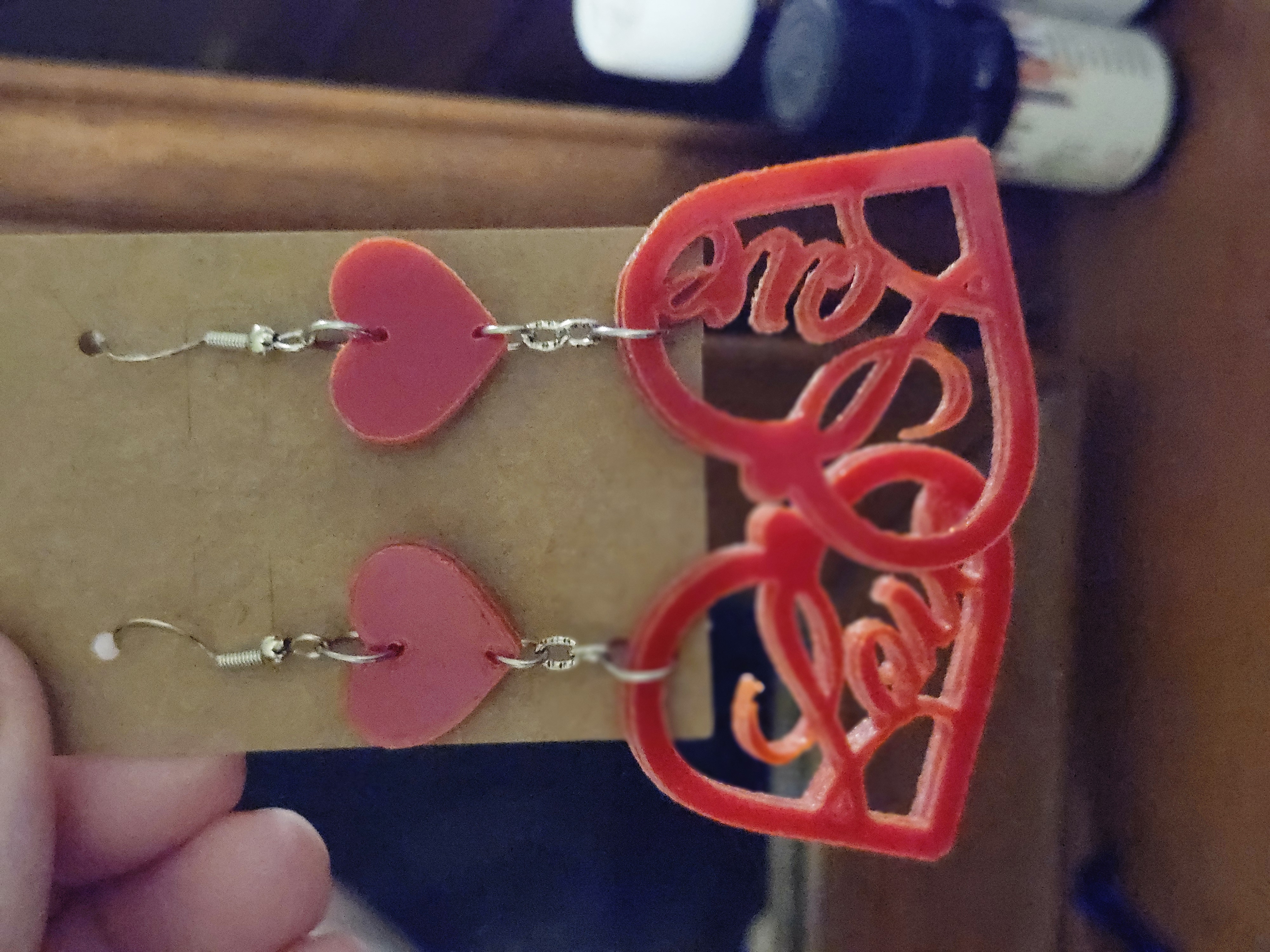Red Heart Love Acrylic Dangle Earrings