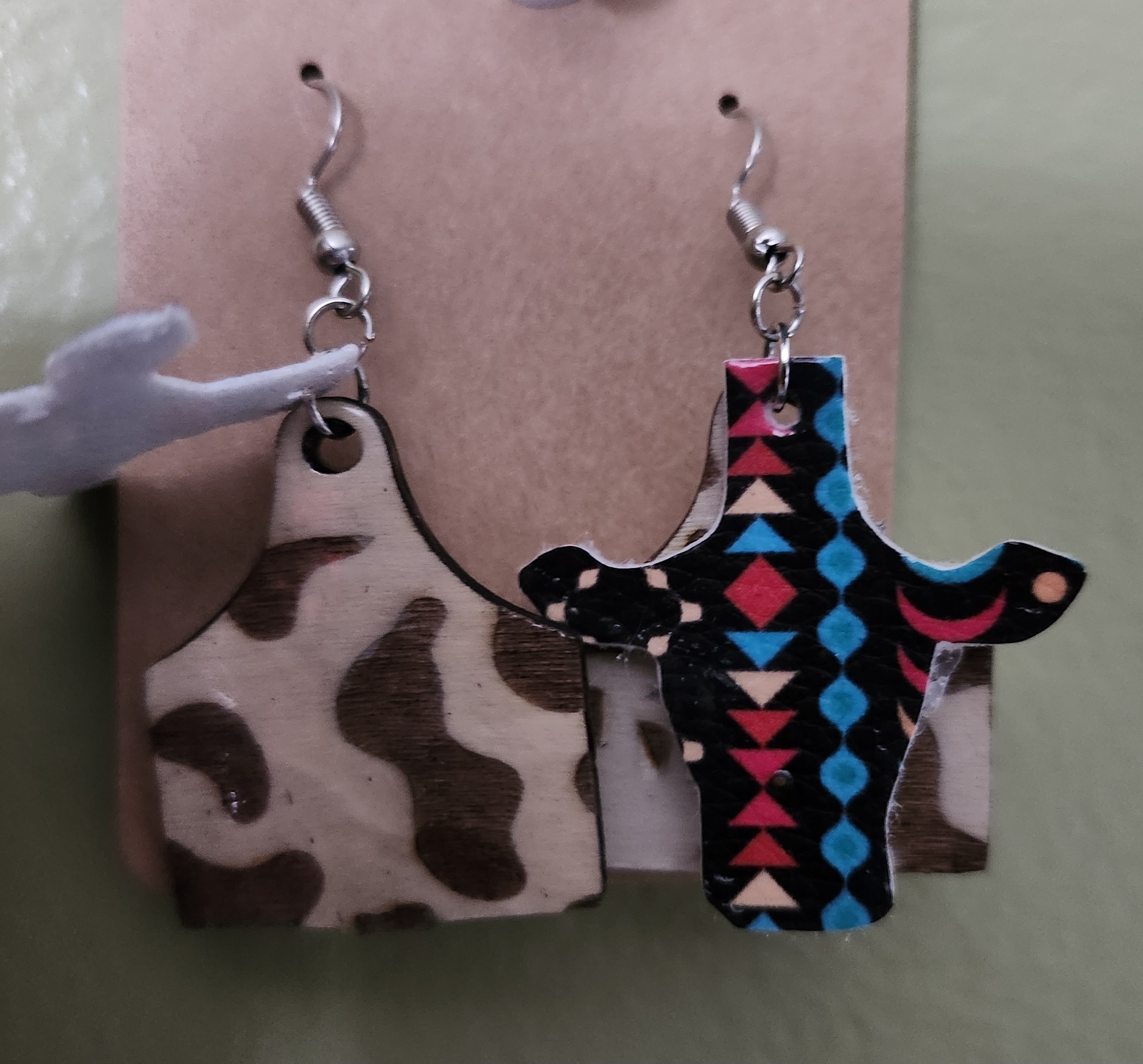Western Cow Head and Tag-Shaped Earrings