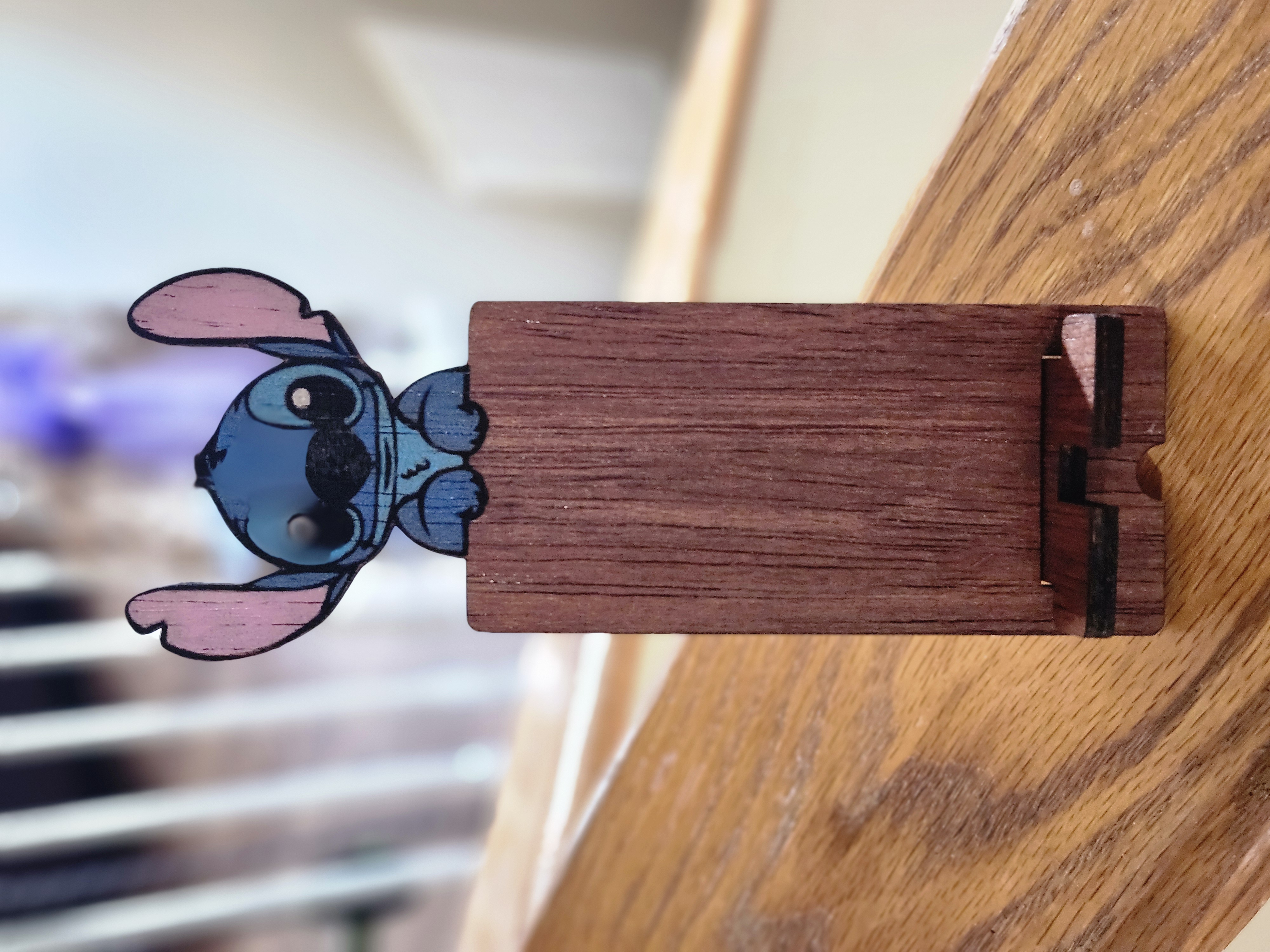 Small Stitch Wooden Phone Holder/ I Pod Stand for Desktop