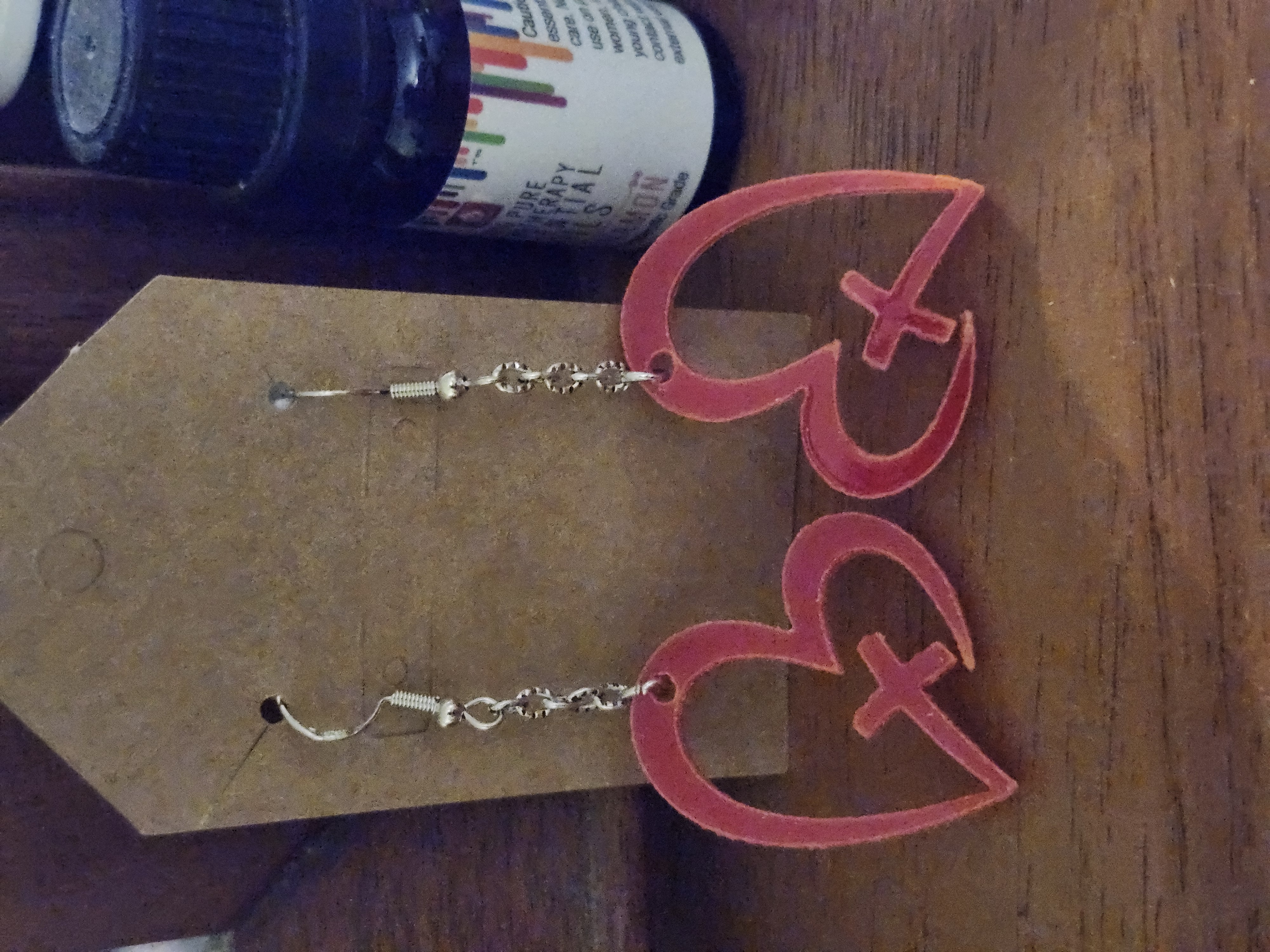 Heart and Cross Acrylic Earrings 