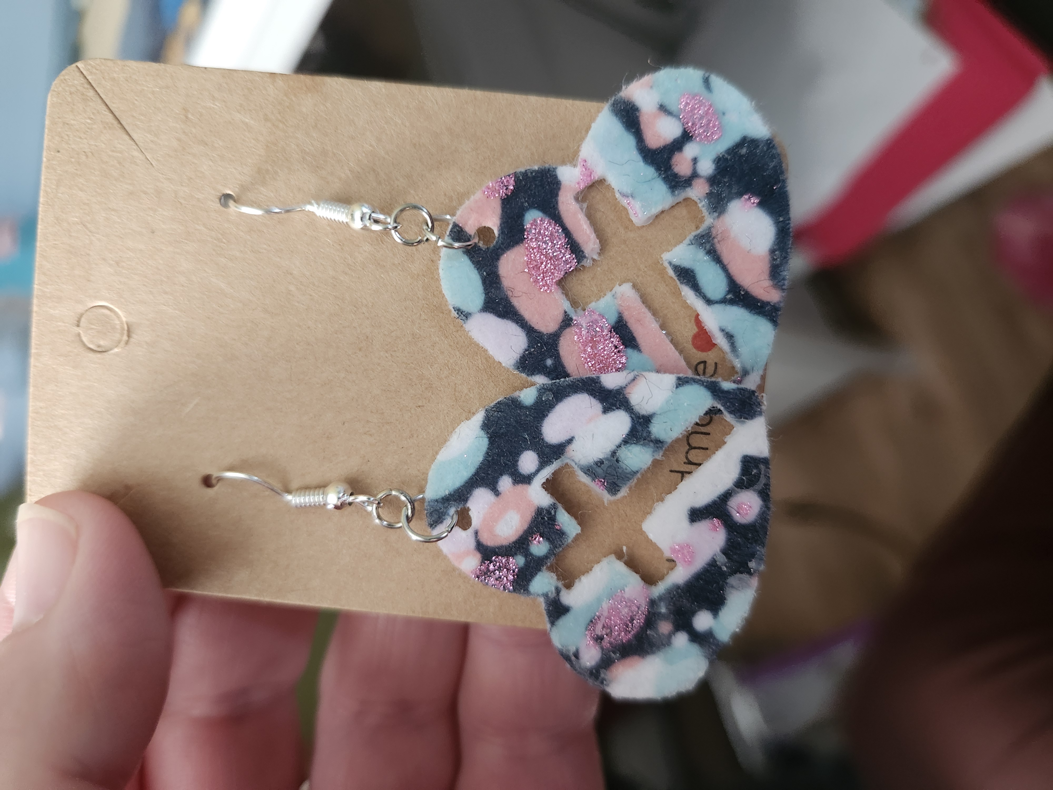 Heart Cross Pattern Earrings
