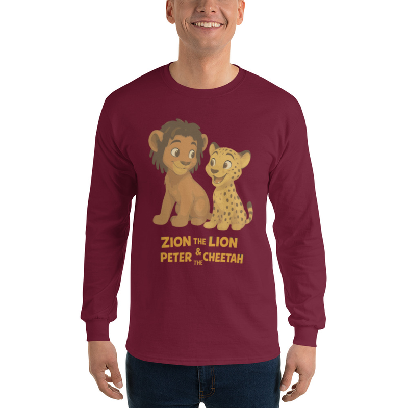 Zion the Lion & Peter the Cheetah Adult Long Sleeve Shirt