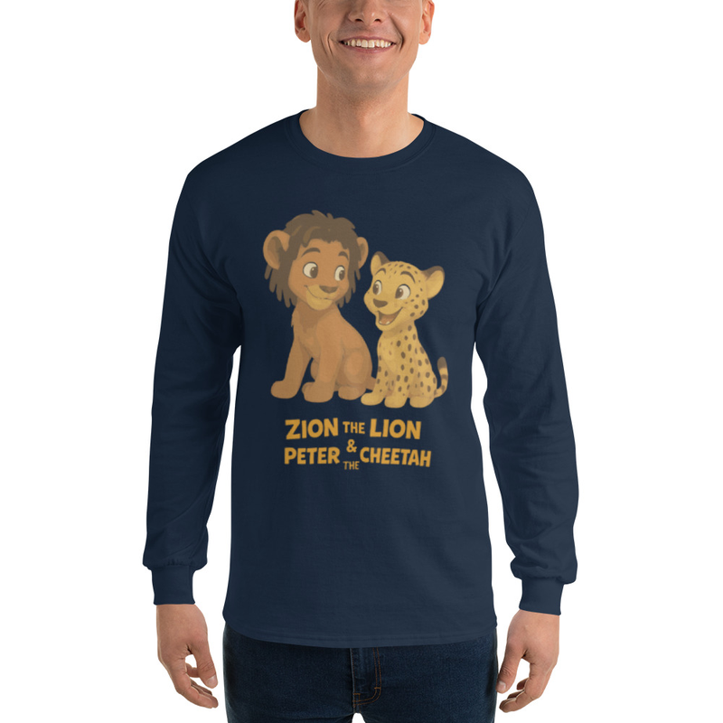 Zion the Lion & Peter the Cheetah Adult Long Sleeve Shirt