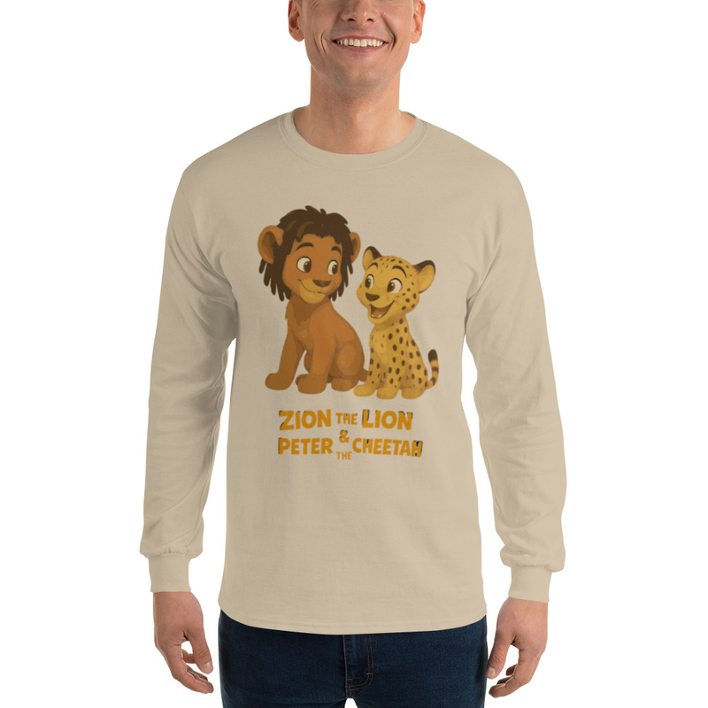 Zion the Lion & Peter the Cheetah Adult Long Sleeve Shirt