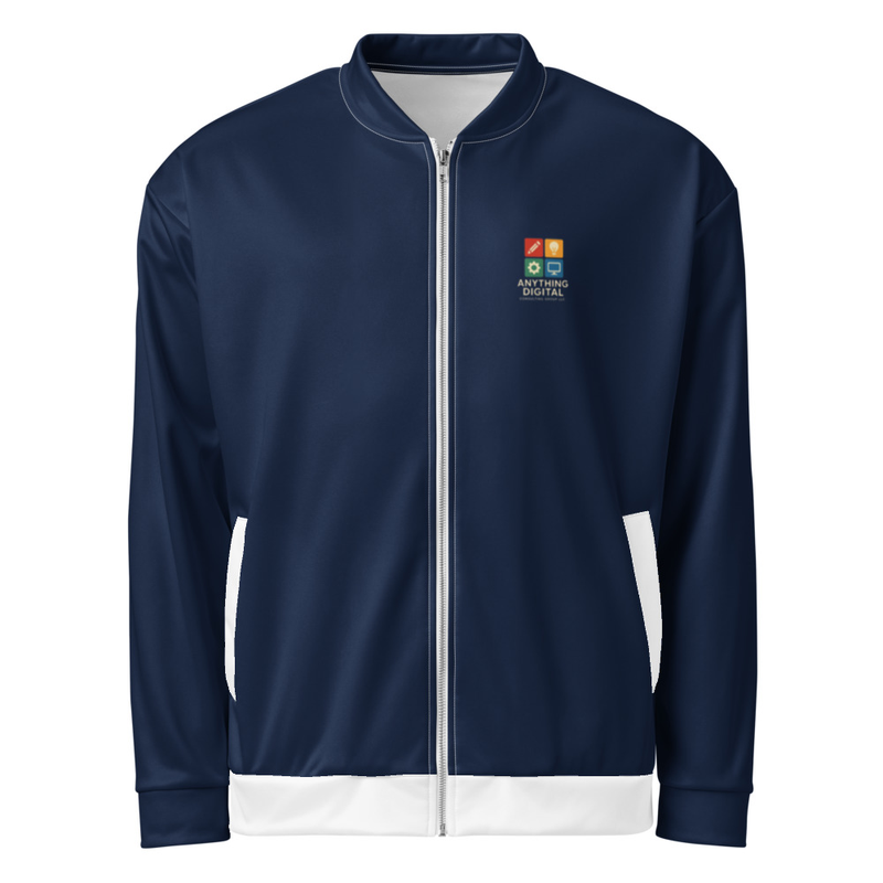 anything Digital Unisex Bomber Jacket Navy & White
