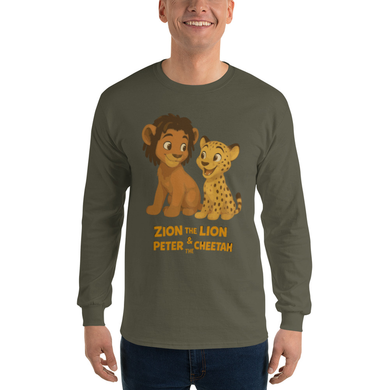Zion the Lion & Peter the Cheetah Adult Long Sleeve Shirt