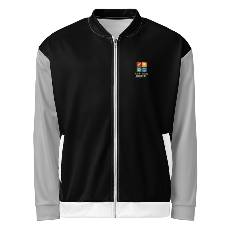 Anything Digital Unisex Bomber Jacket Black & Grey