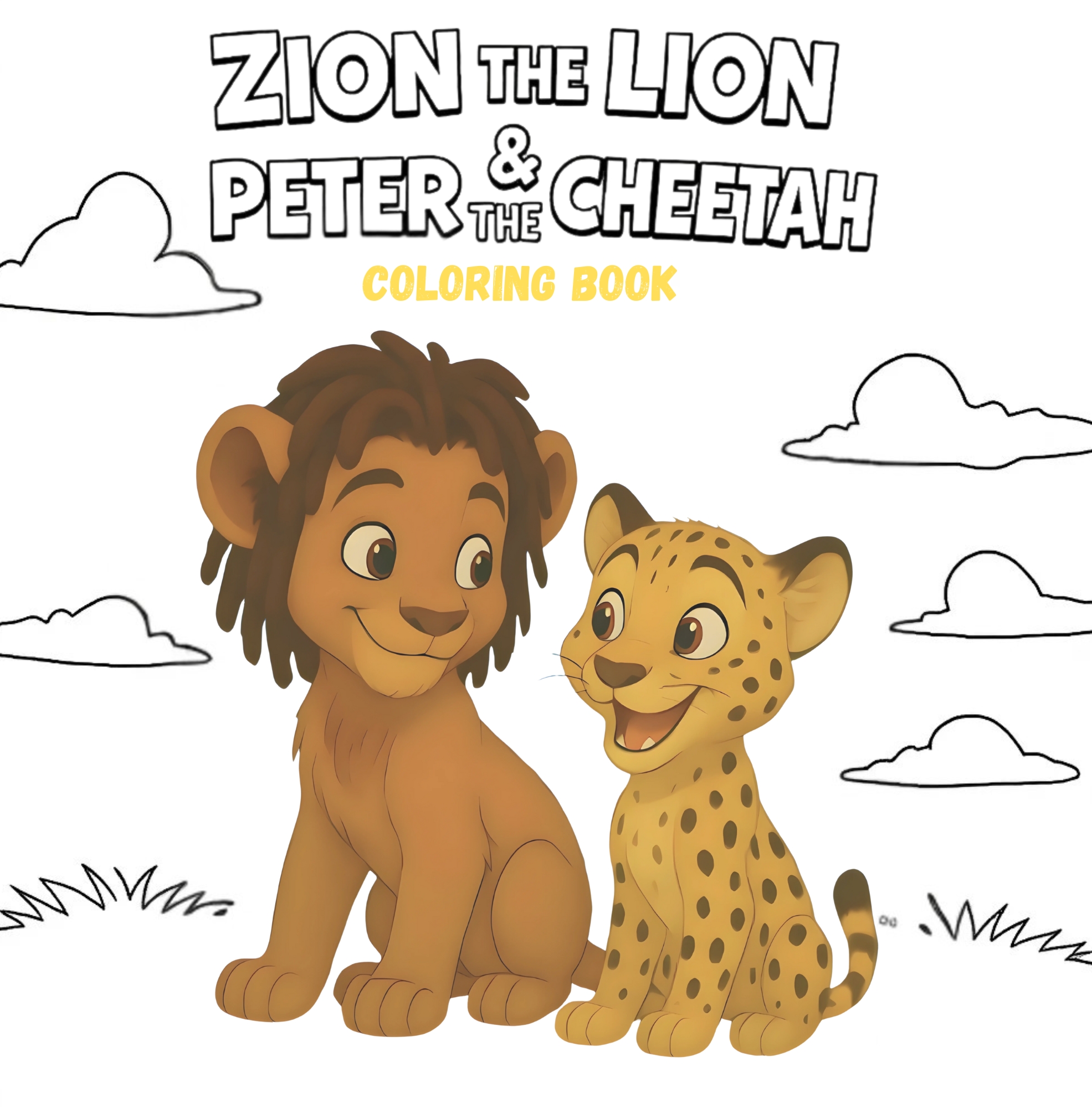 Zion the Lion & Peter the Cheetah Coloring Book Instant Download