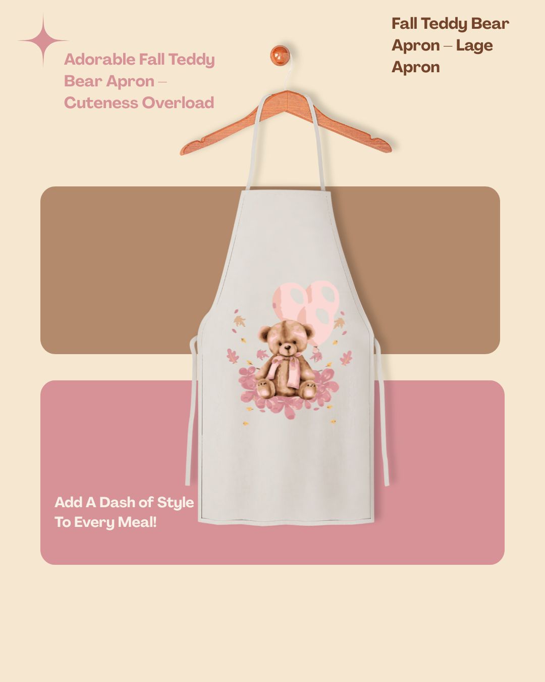Cute Fall Teddy Bear Printed Apron