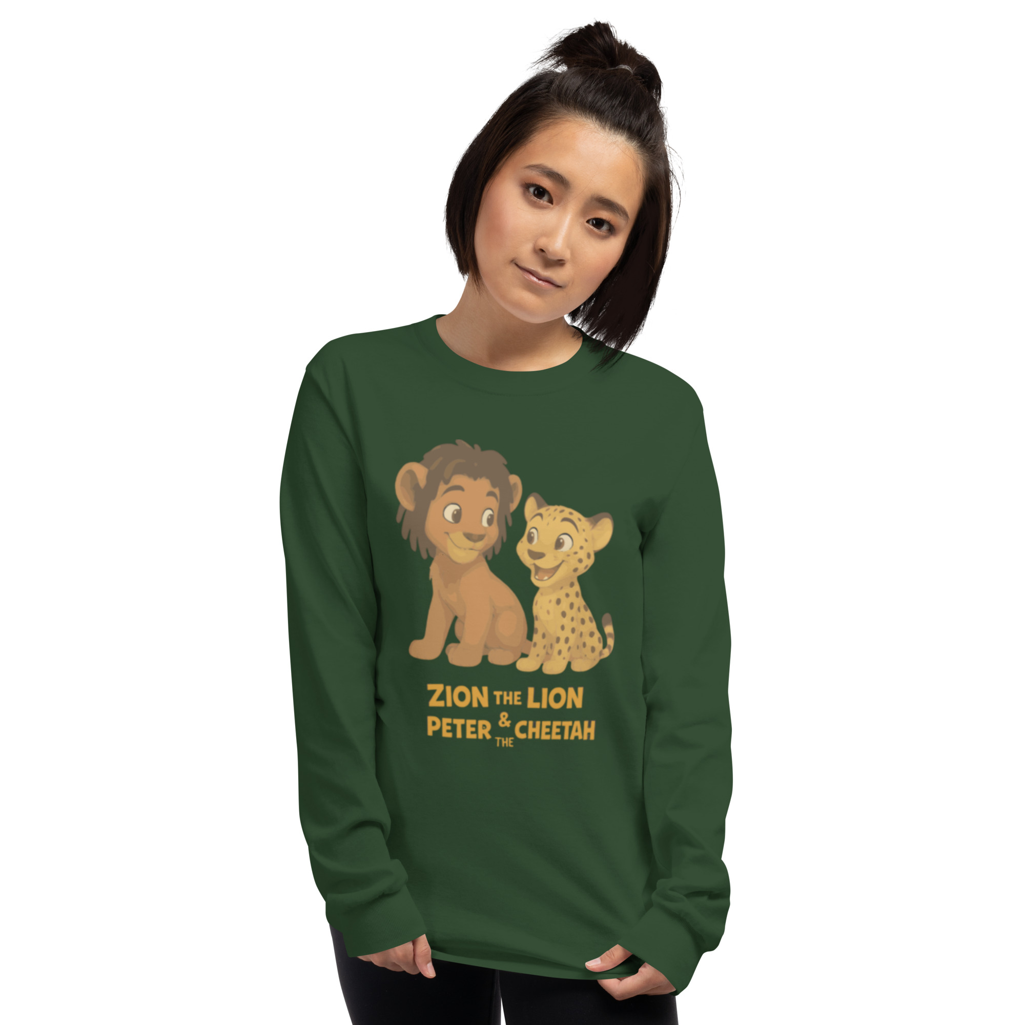 Zion the Lion & Peter the Cheetah Adult Long Sleeve Shirt
