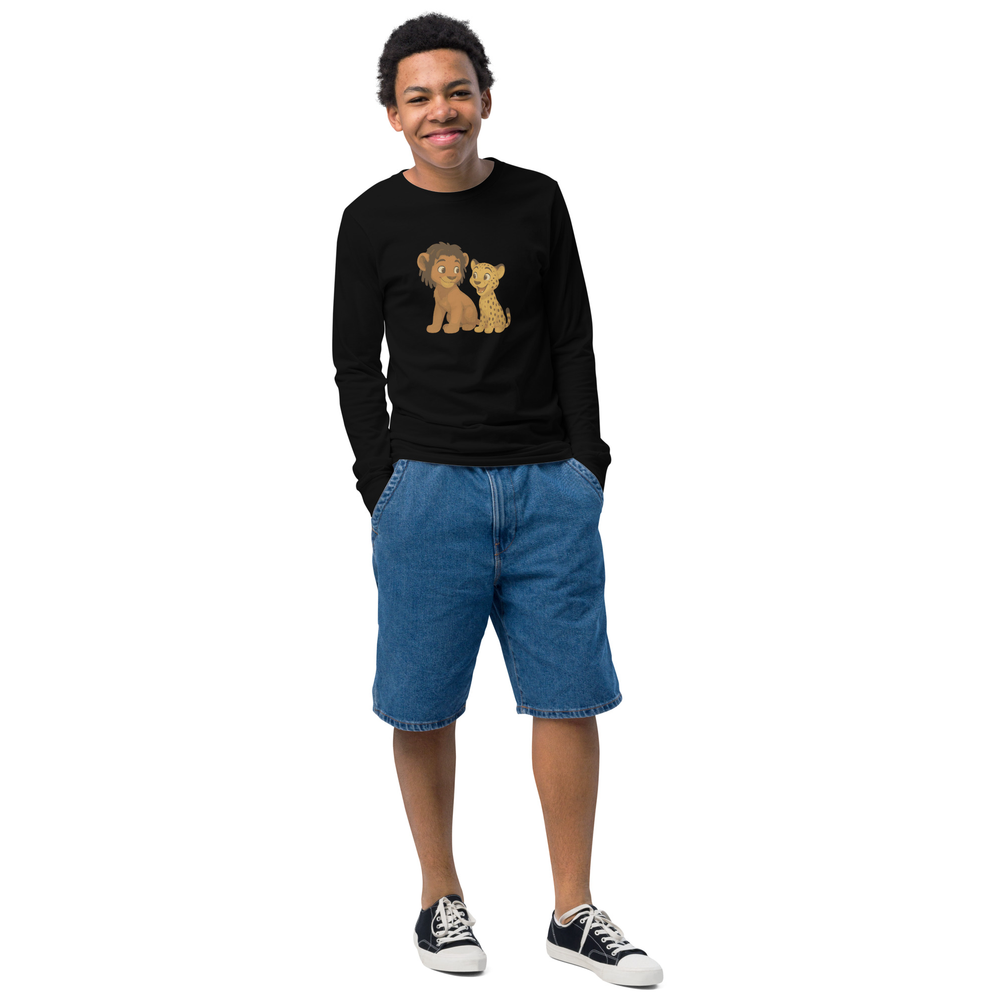 Zion the Lion and Peter the Cheetah Kid's Long Sleeve Shirt