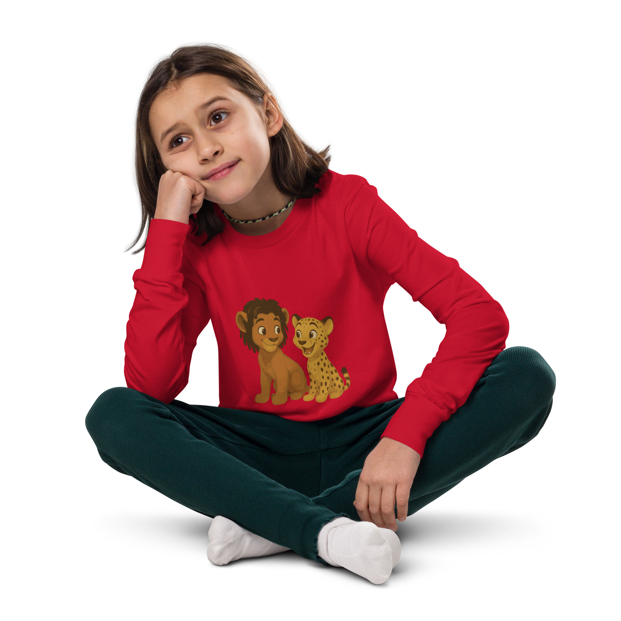 Zion the Lion and Peter the Cheetah Kid's Long Sleeve Shirt