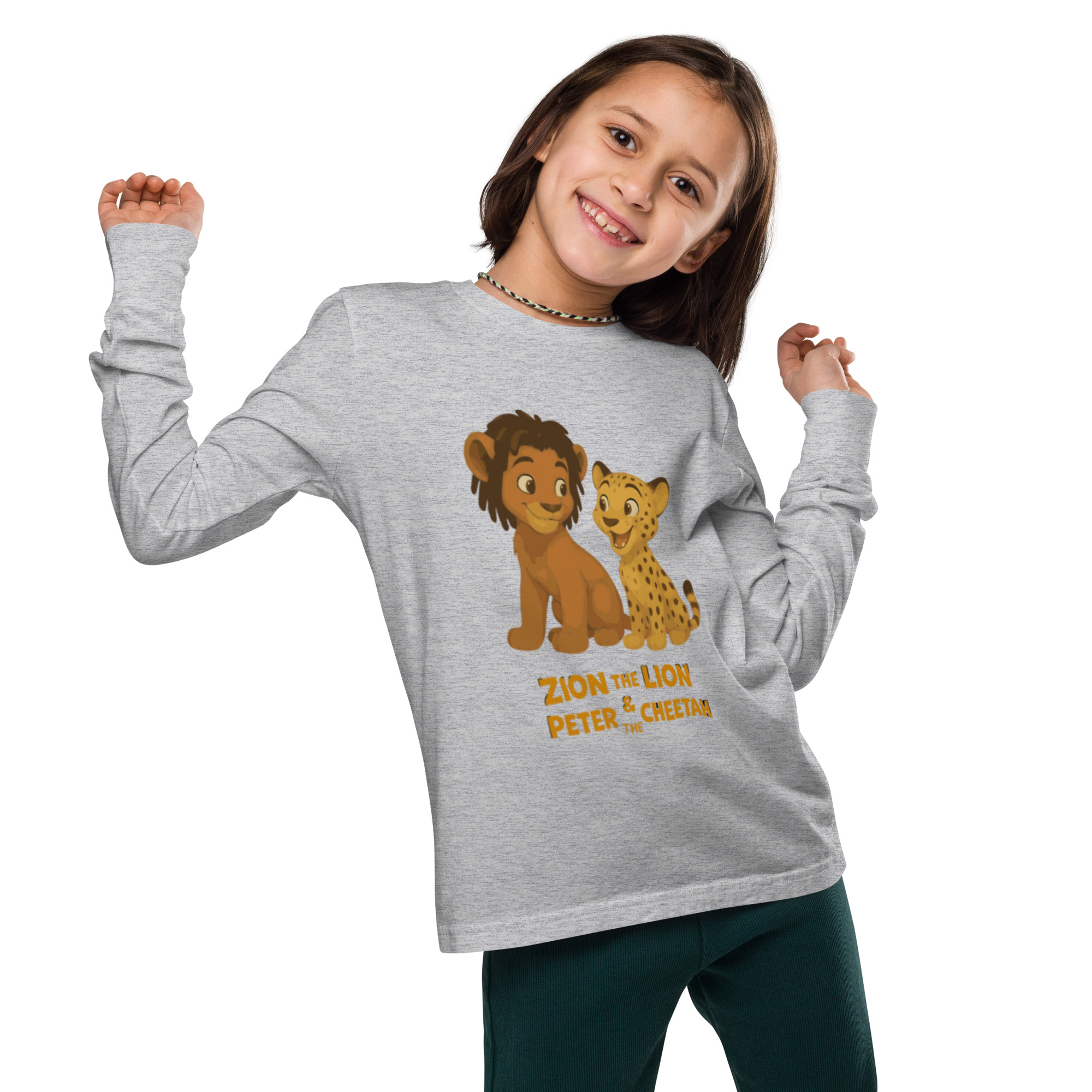 Zion the Lion and Peter the Cheetah Kid's Long Sleeve Shirt