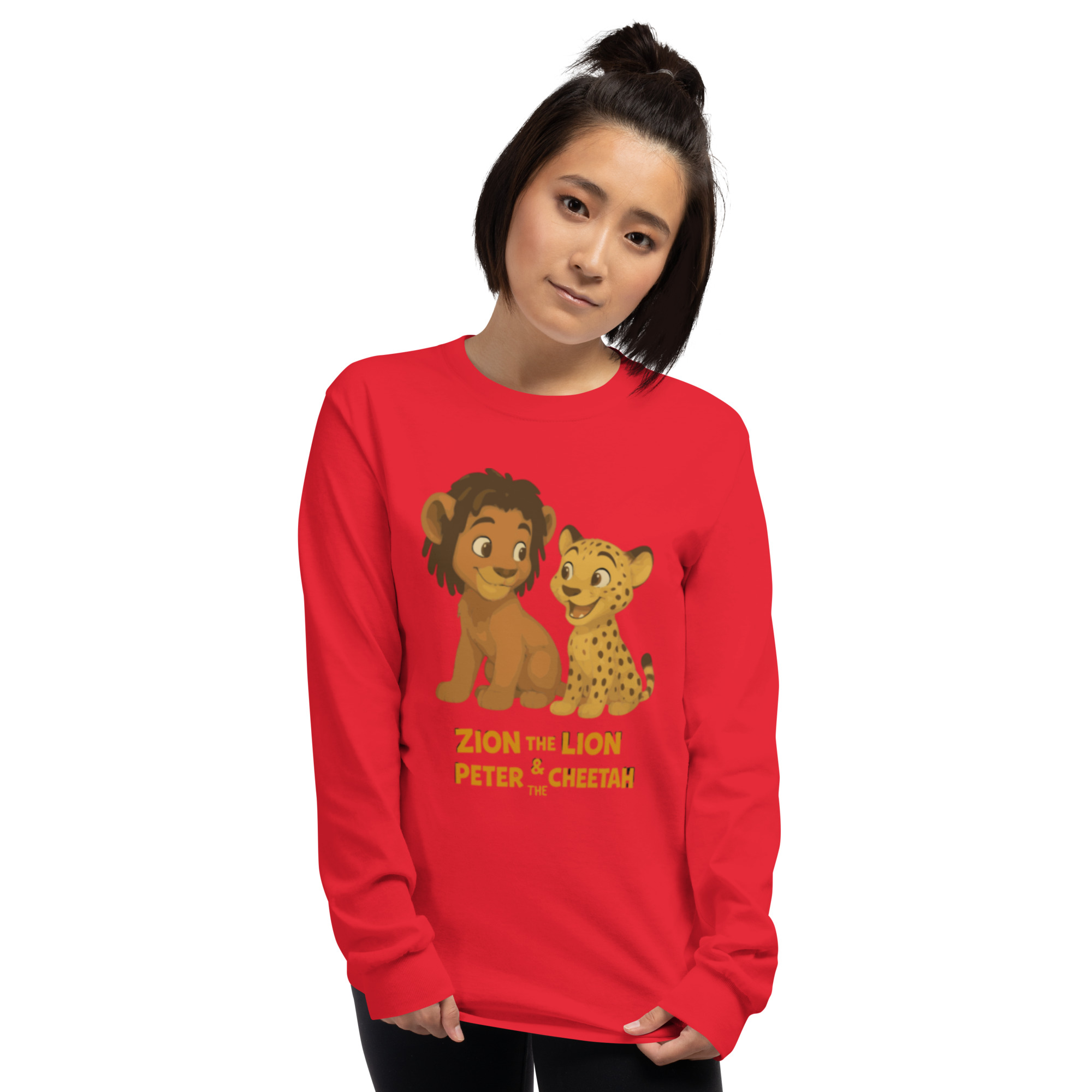 Zion the Lion & Peter the Cheetah Adult Long Sleeve Shirt