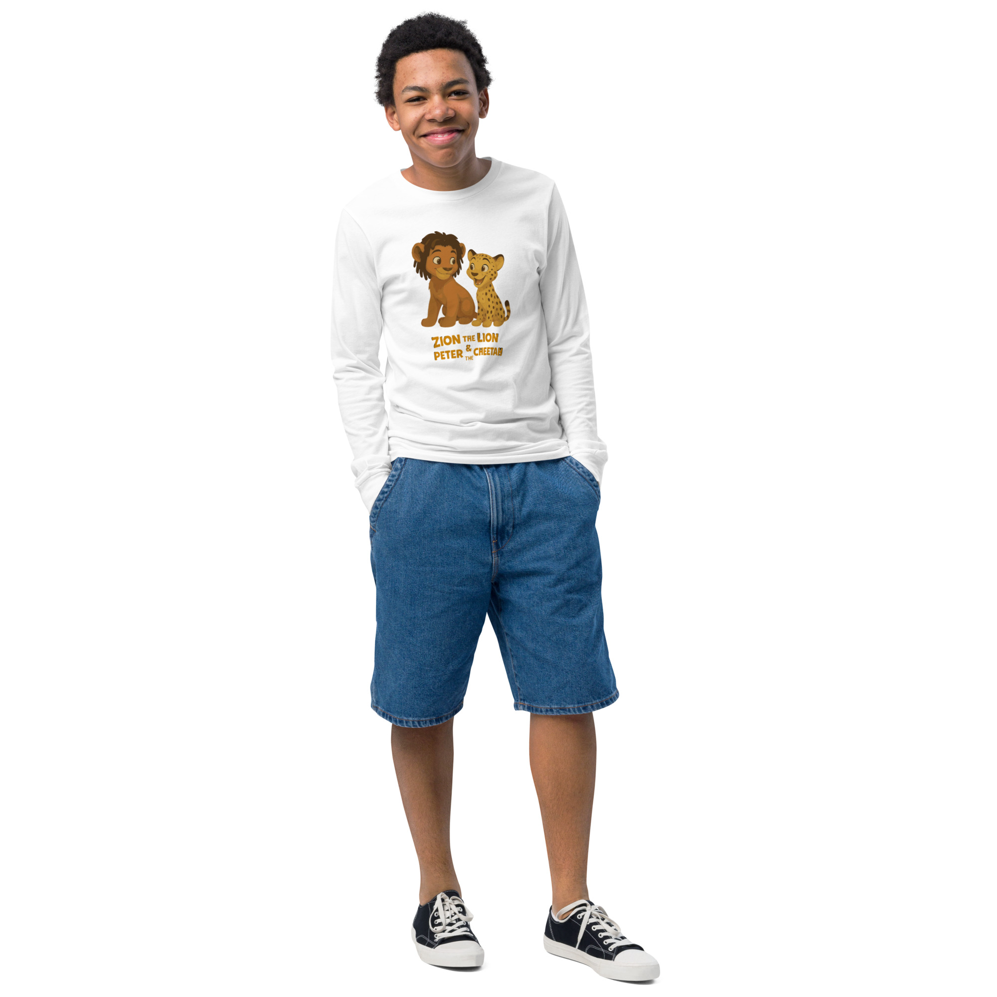 Zion the Lion and Peter the Cheetah Kid's Long Sleeve Shirt