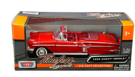 Motormax 1:24 1958 Chevrolet Impala Conv – Red- Timeless Legends