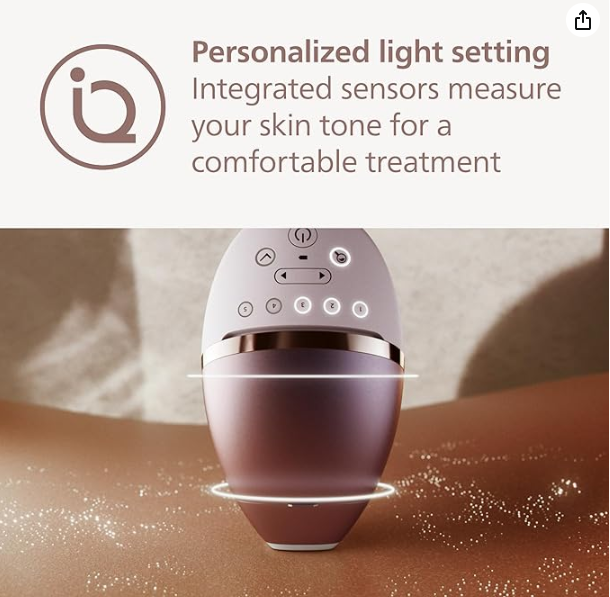 Philips Lumea 8000 Series, IPL Hair Removal Device, Laser Hair Removal Alternative, SenseIQ Technology, 2 Attachments for Body and Face, Model BRI944/00