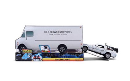 Jada 1:32 5″ Back To The Future 40th Anniversary Time Machine with Truck Packaging – Hollywood Rides Limited Edition