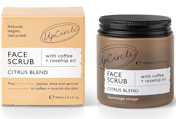 UpCircle Coffee Face Scrub - Citrus Blend For Normal + Dry Skin 100ml - Shea Butter, Coconut + Rosehip Oil - Natural, Vegan Face Exfoliator For Soft, Smooth Skin