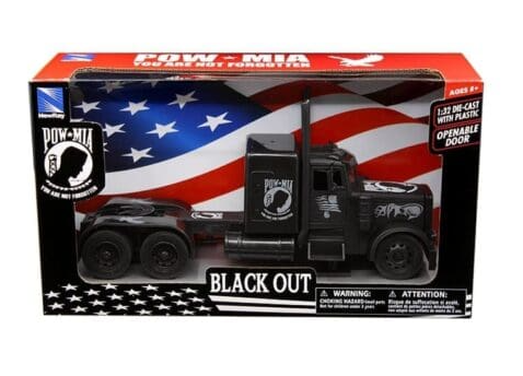 New Ray 1:32 Peterbilt Custom Black Out “POW MIA You Are Not Forgotten” – Long Haul Trucker