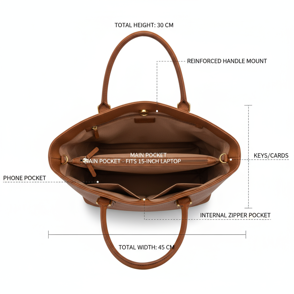 Classic Brown Leather Tote Bag