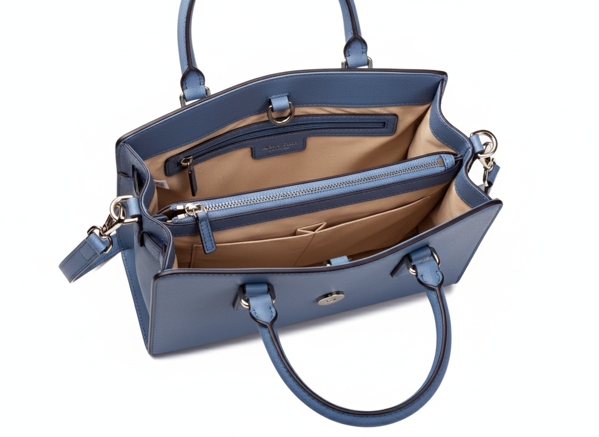 Blue Leather Handbag
