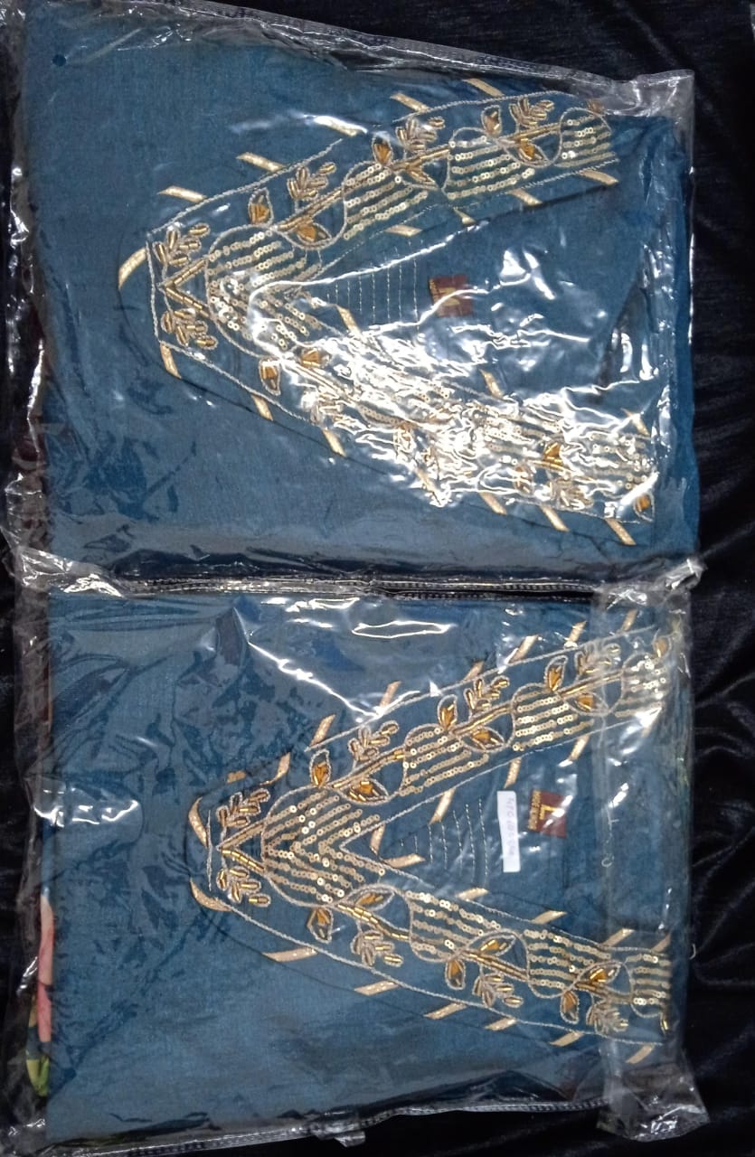 Embroidered Blue dress Set