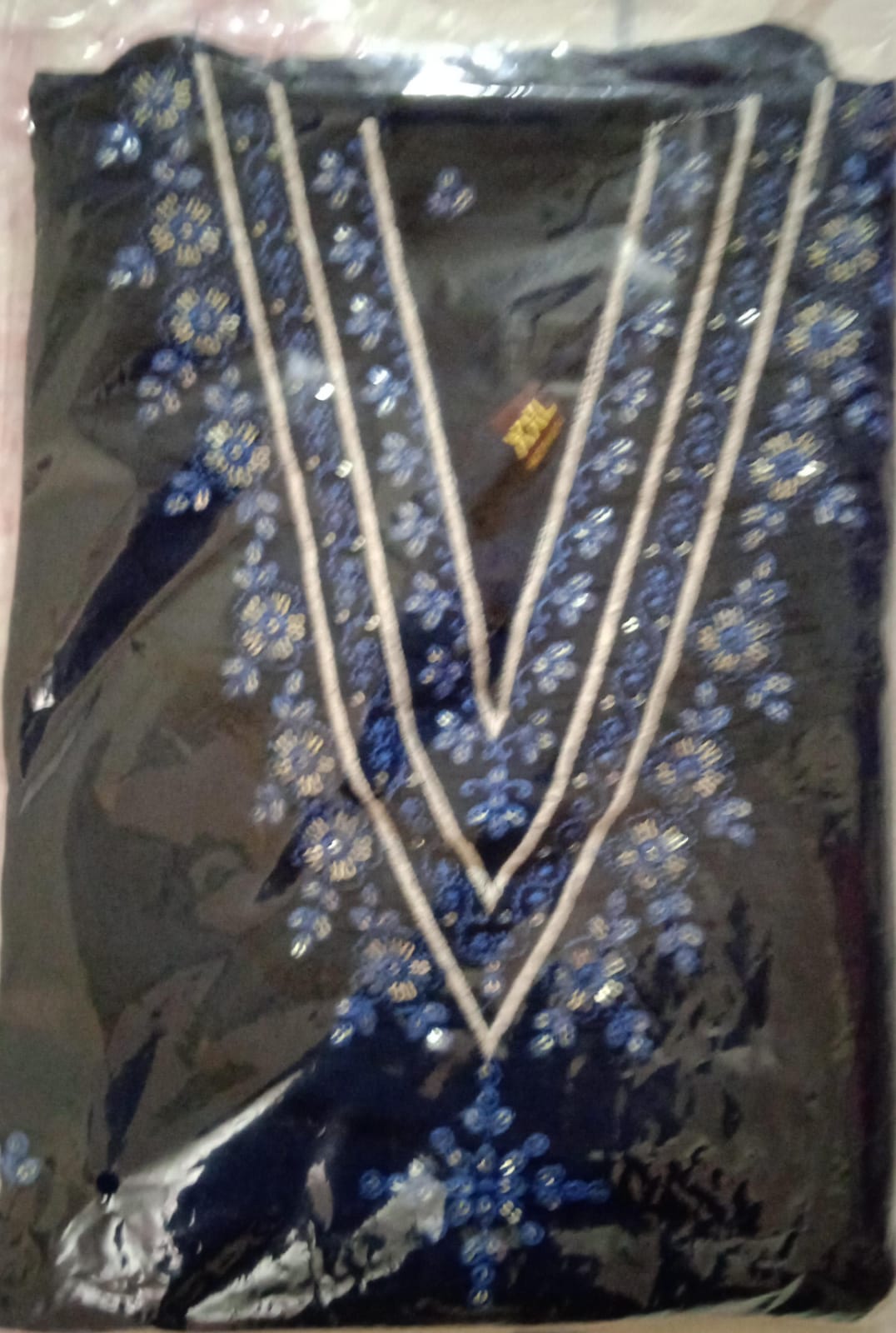 Embroidered Navy Blue Kurta