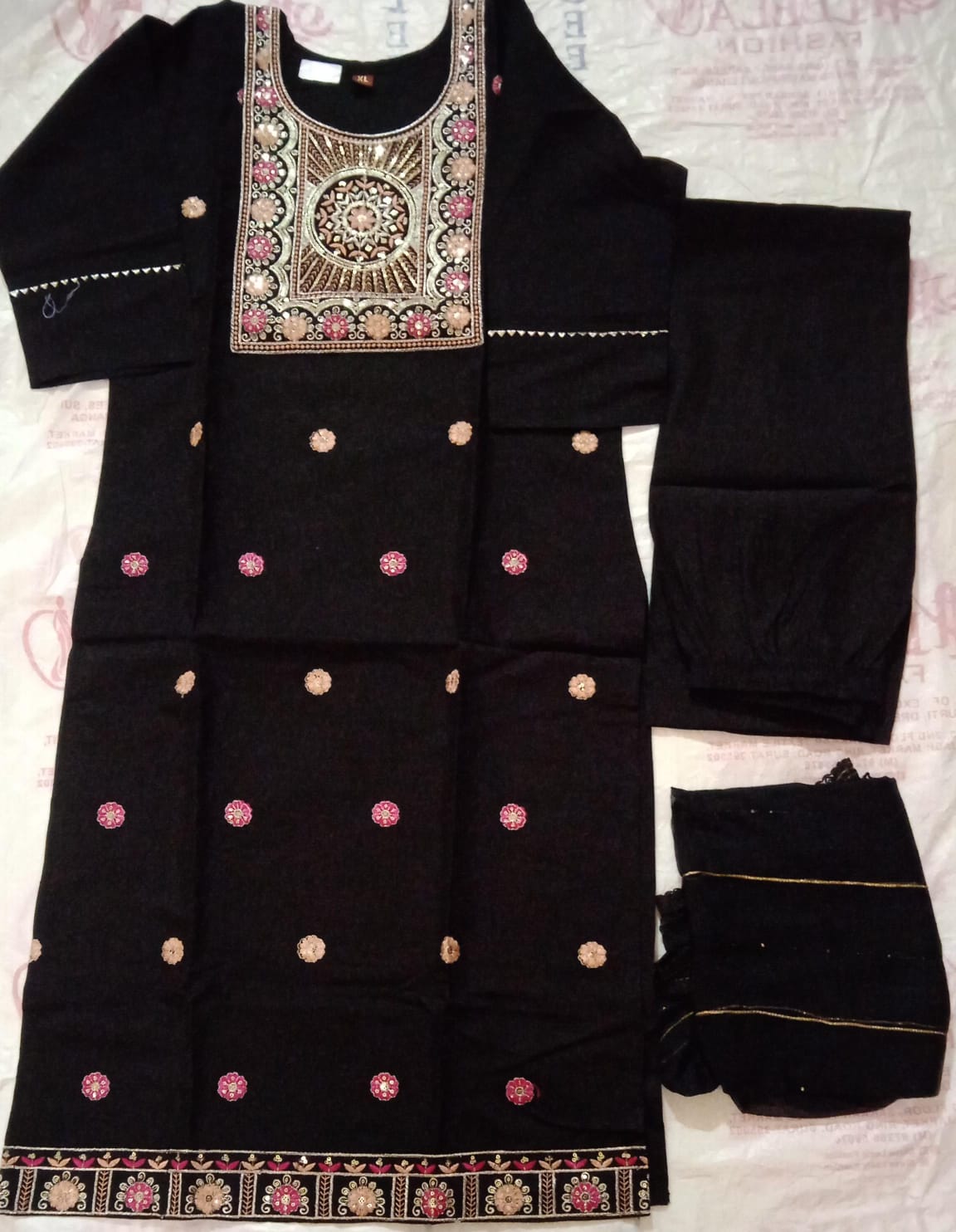 Elegant Black Embroidered Suit