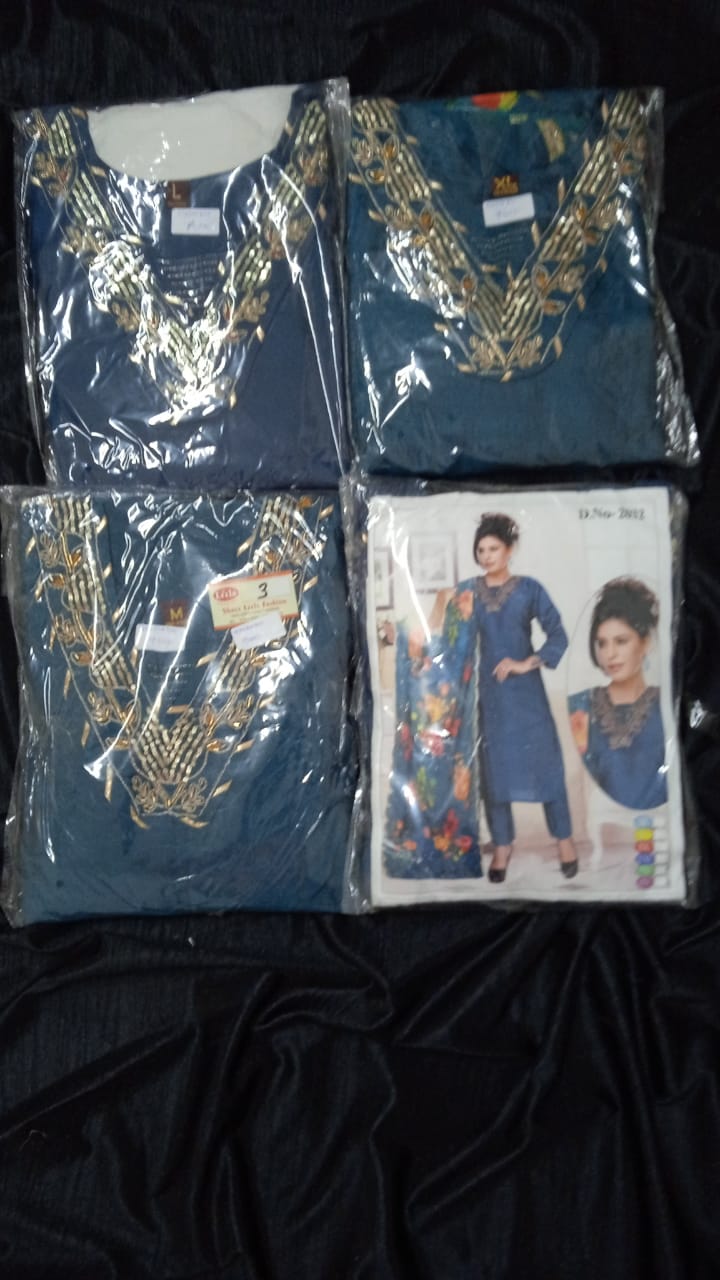 Embroidered Blue Kaftan Set