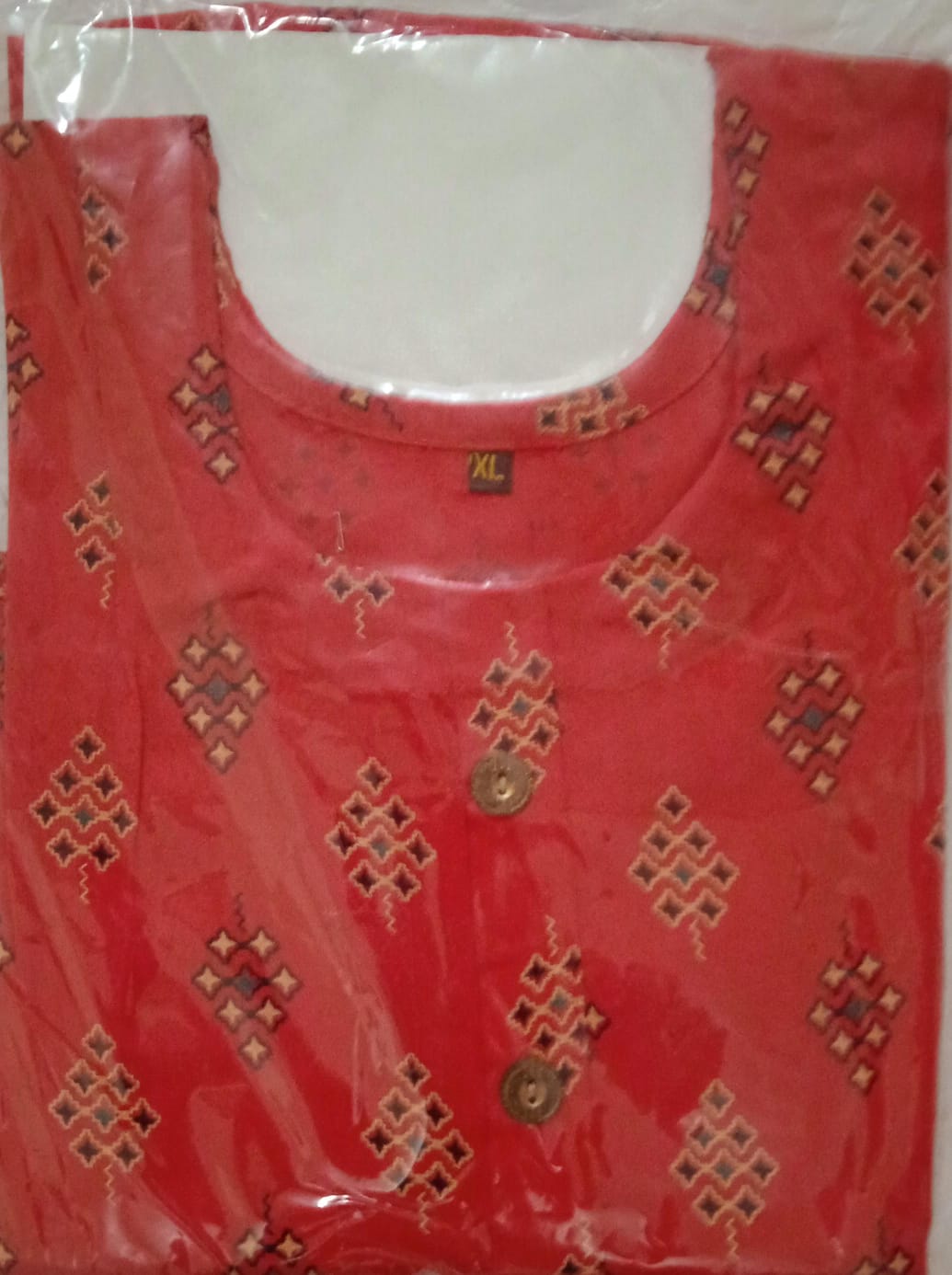 Red Printed Kurti - XL