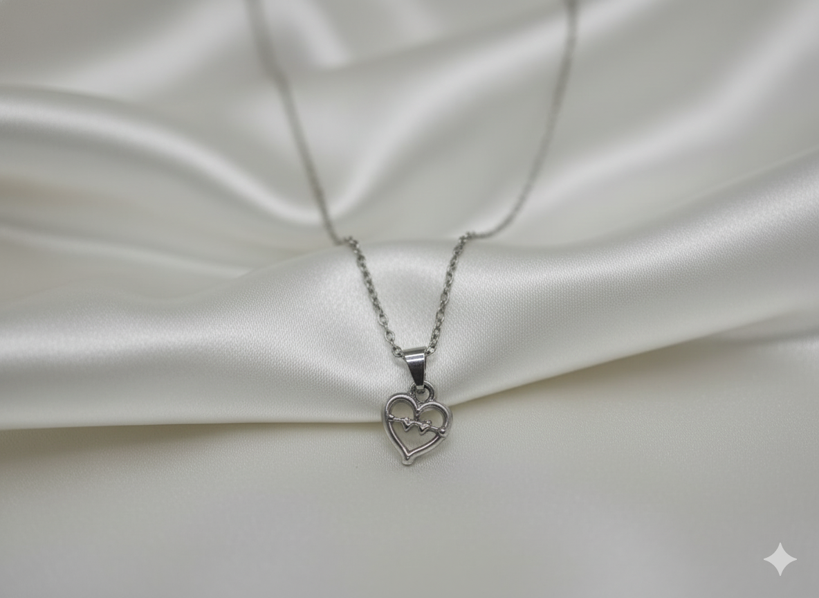 Heart shaped silver necklace