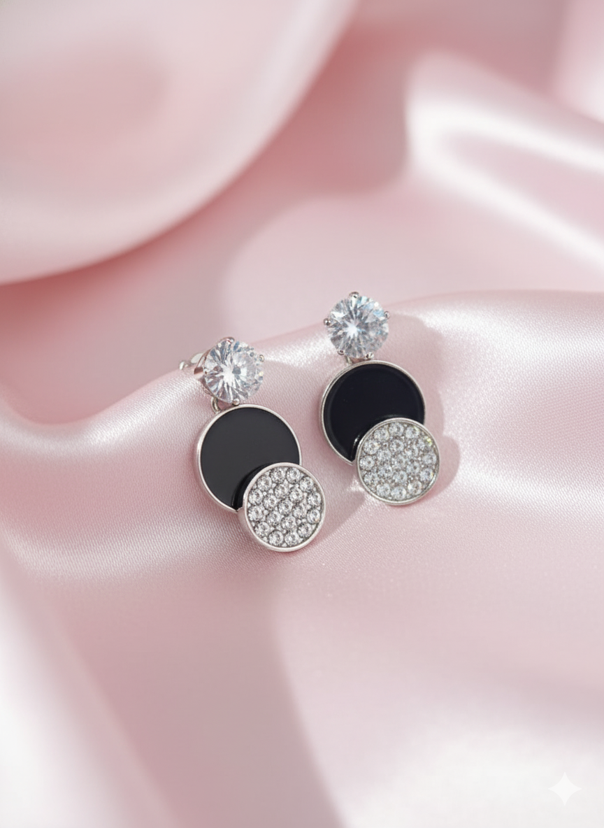 Elegant Crystal and Enamel Earrings