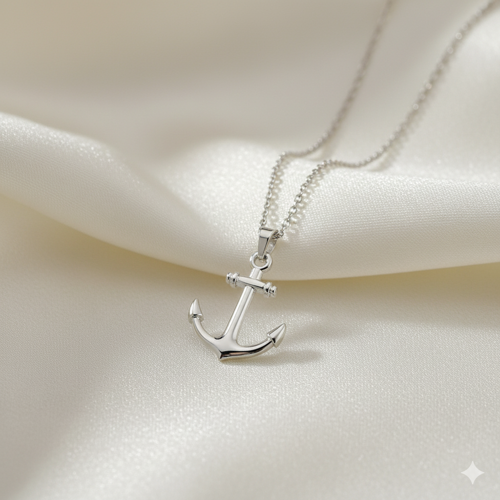 Silver Anchor Pendant Necklace