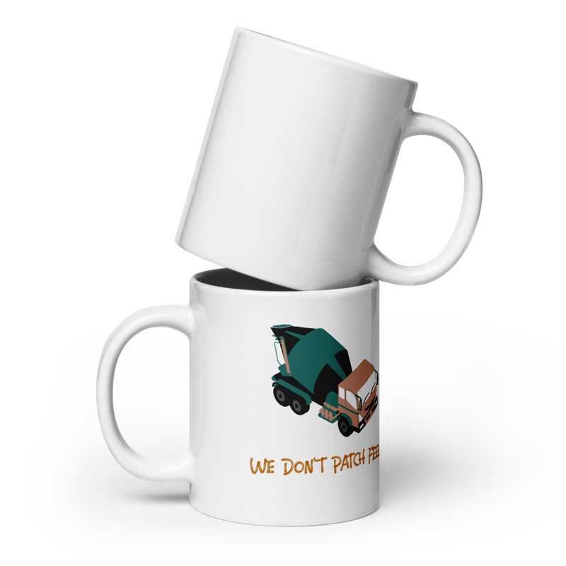 We don't patch feelings White glossy mug