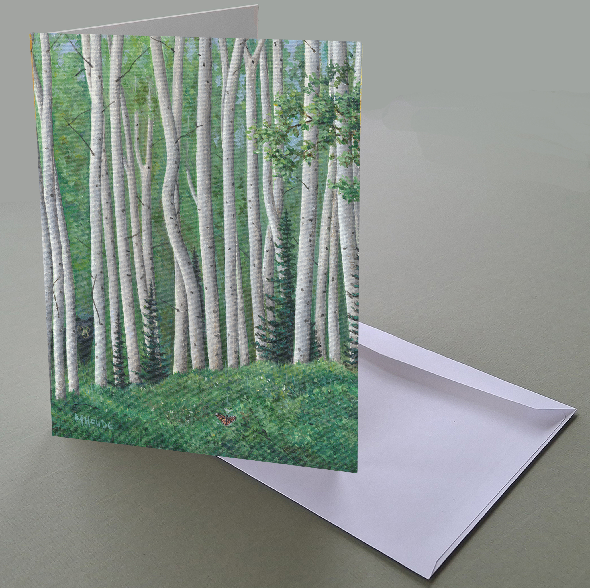 "Conifers in Birch - Summer" - Art Card