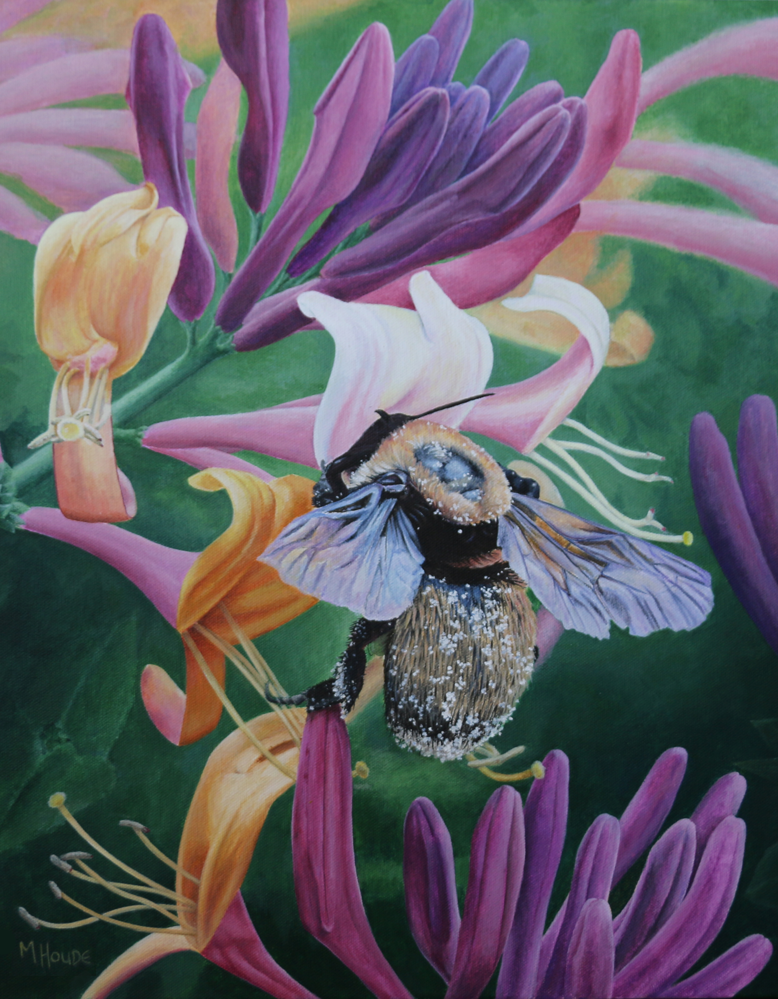 "Bee in the Honeysuckle" - Art Card