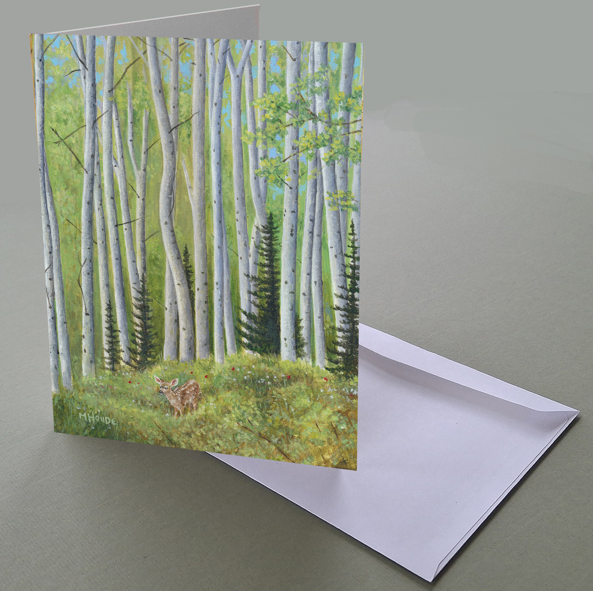 "Conifers in Birch - Spring" - Art Card