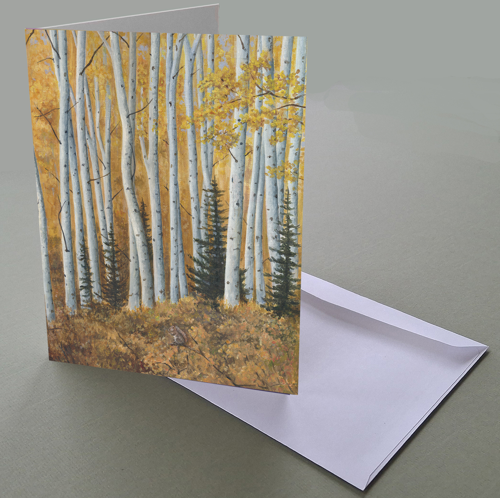 "Conifers in Birch - fall" - Art Card