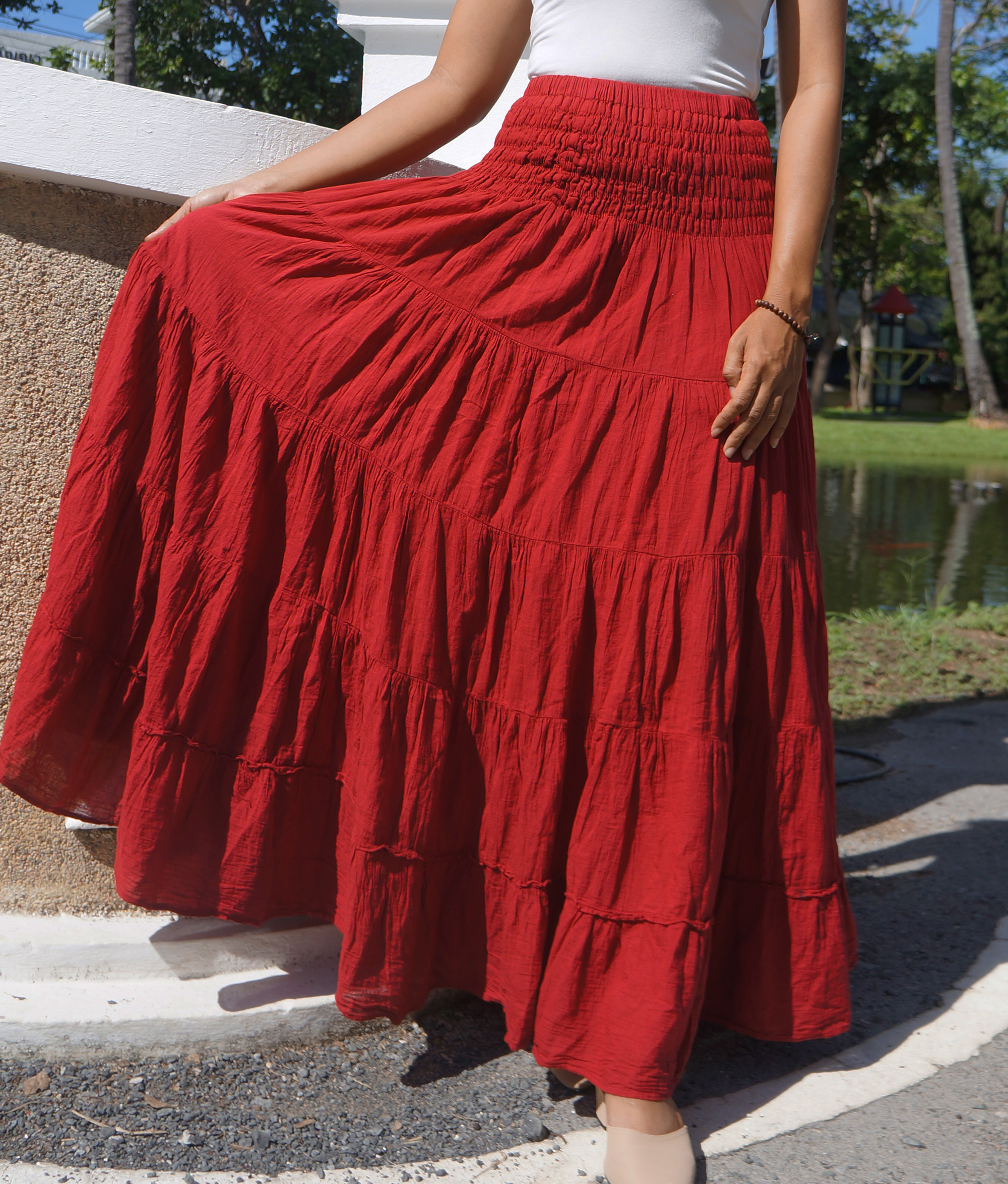 Red Cotton Skirt