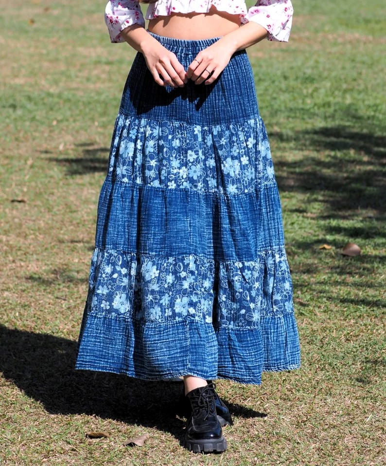 Blue Cotton Skirts