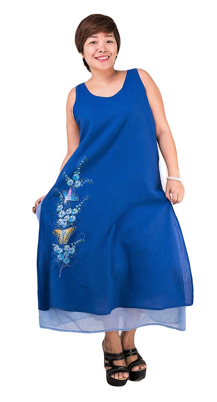 Long Blue Cotton Dress