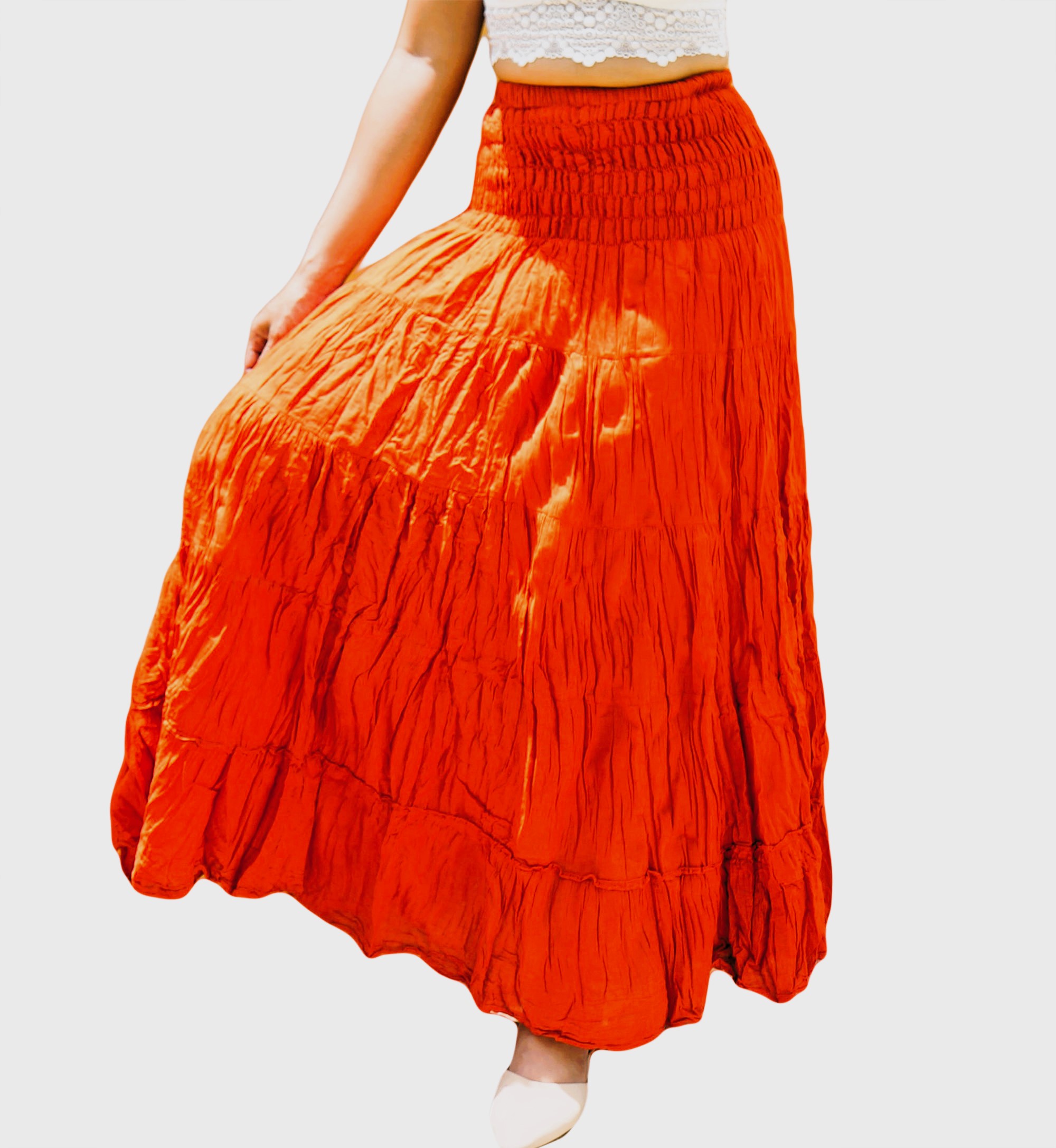 Burnt Orange Cotton Skirt